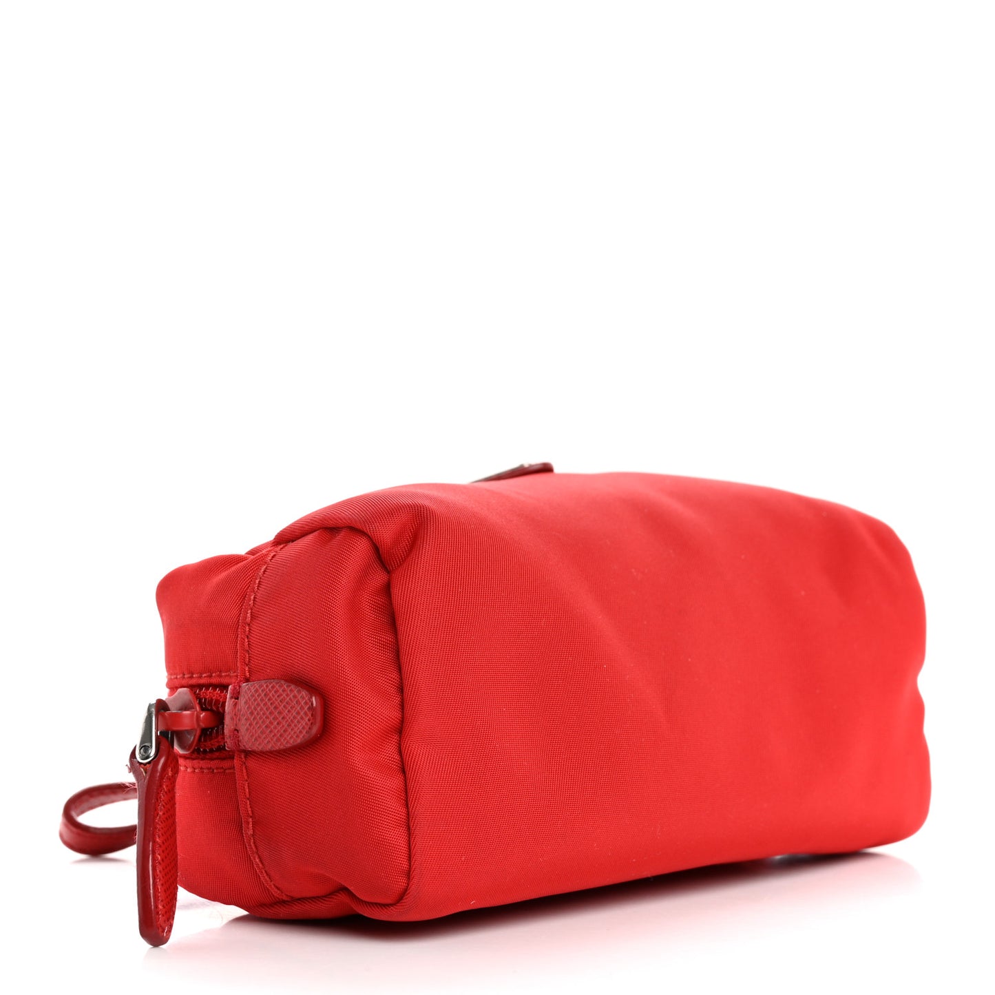 Tessuto Nylon Vela Saffiano Mini Wristlet Pouch Rosso