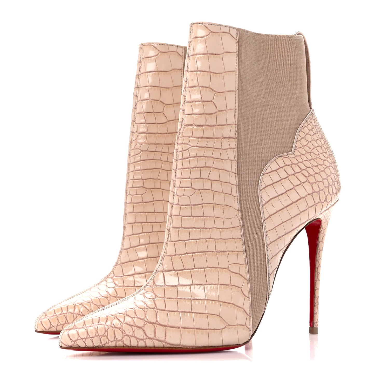 Calfskin Crocodile Embossed Chelsea Chick 100 Stiletto Boots 39 Leche