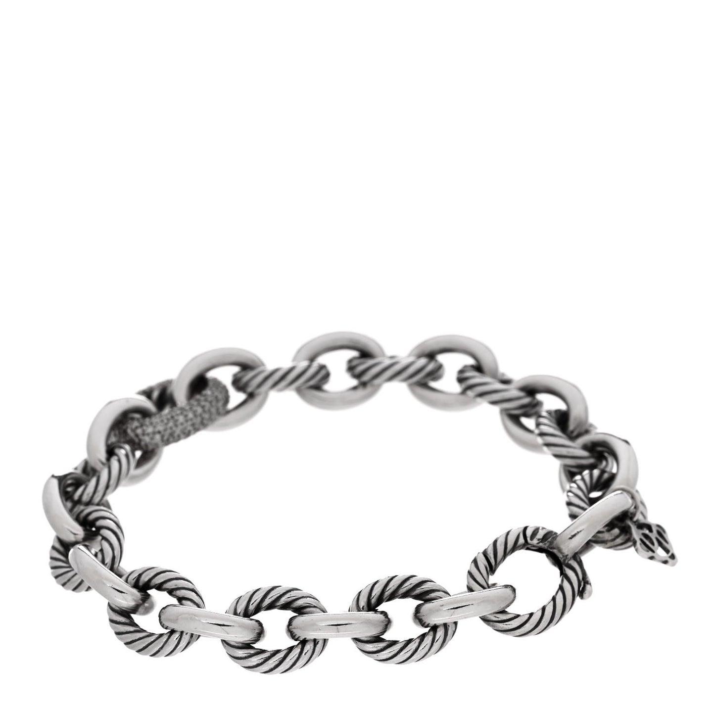 Sterling Silver Diamond 15mm Large Oval Link Bracelet