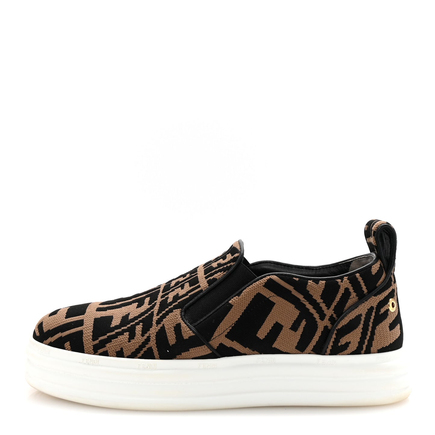 X SARA COLEMAN Canvas FF Vertigo Embroidered Womens Rise Slip On Sneakers 36.5 Tobacco Black