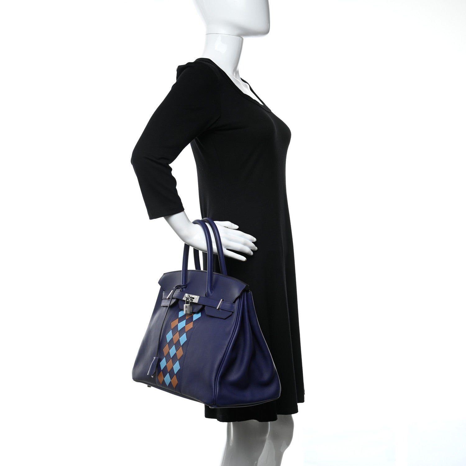Hermes Swift Epsom Tressage Birkin 35 Bleu Encre Bleu Du Nord Gold 2 of 10