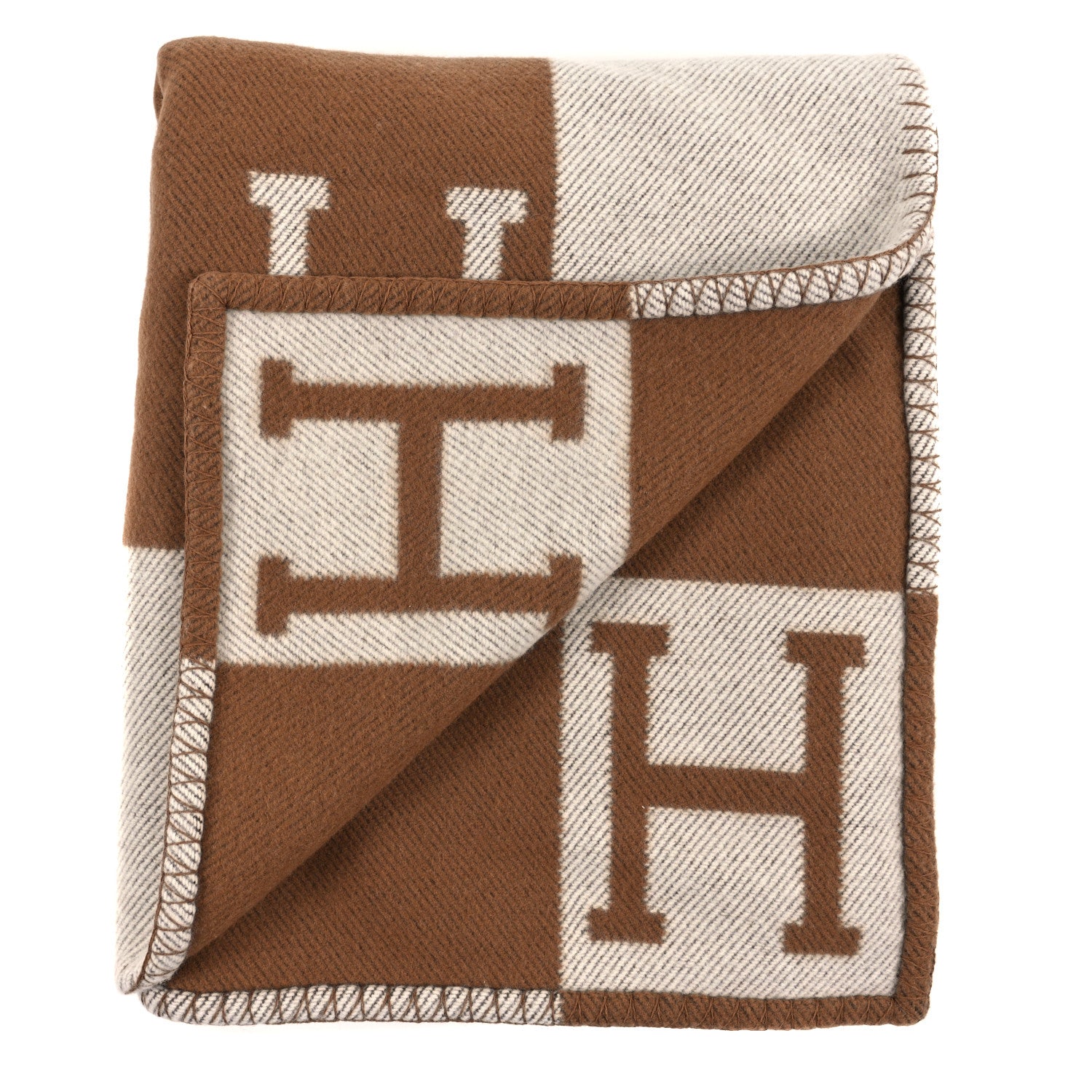 Hermes Wool Cashmere Avalon Blanket Ecru Camel 2 of 3