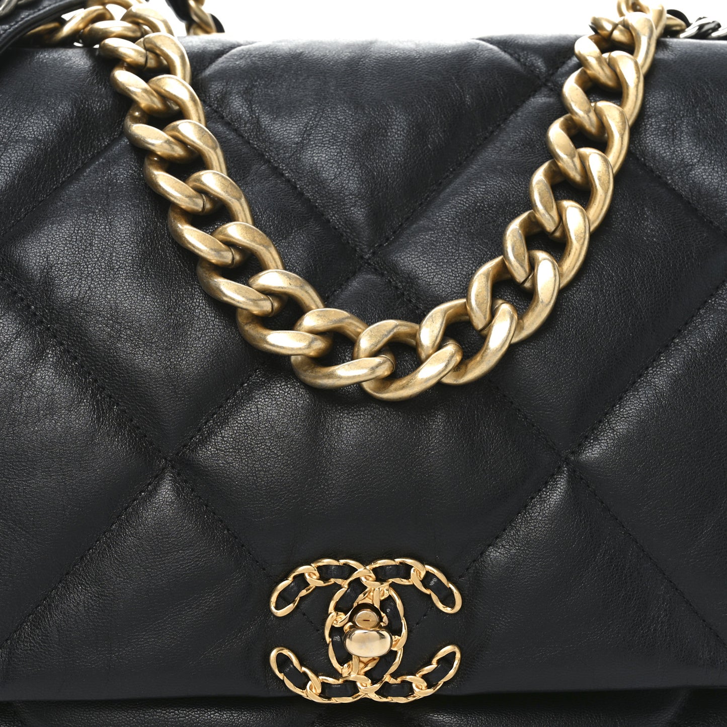 Goatskin Quilted Maxi Chanel 19 Flap Black