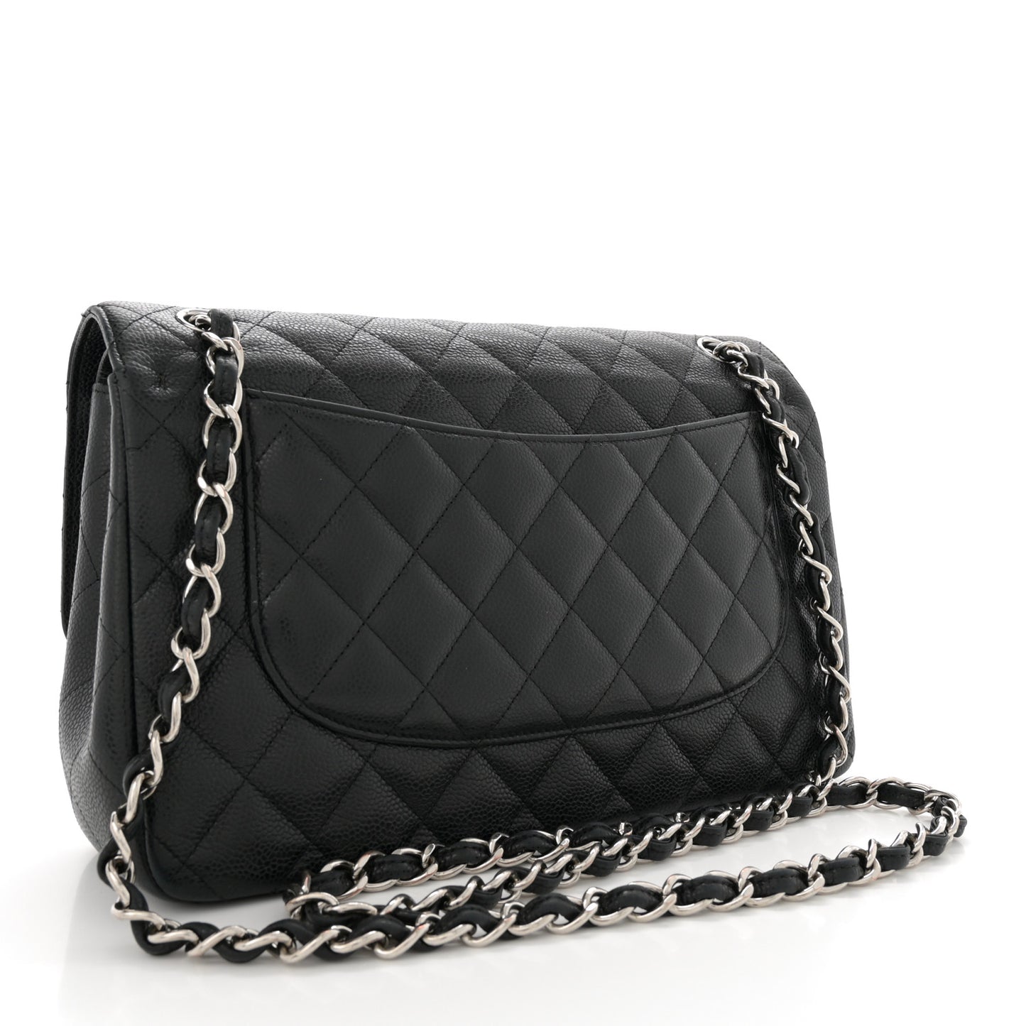 Caviar Quilted Jumbo Double Flap Black