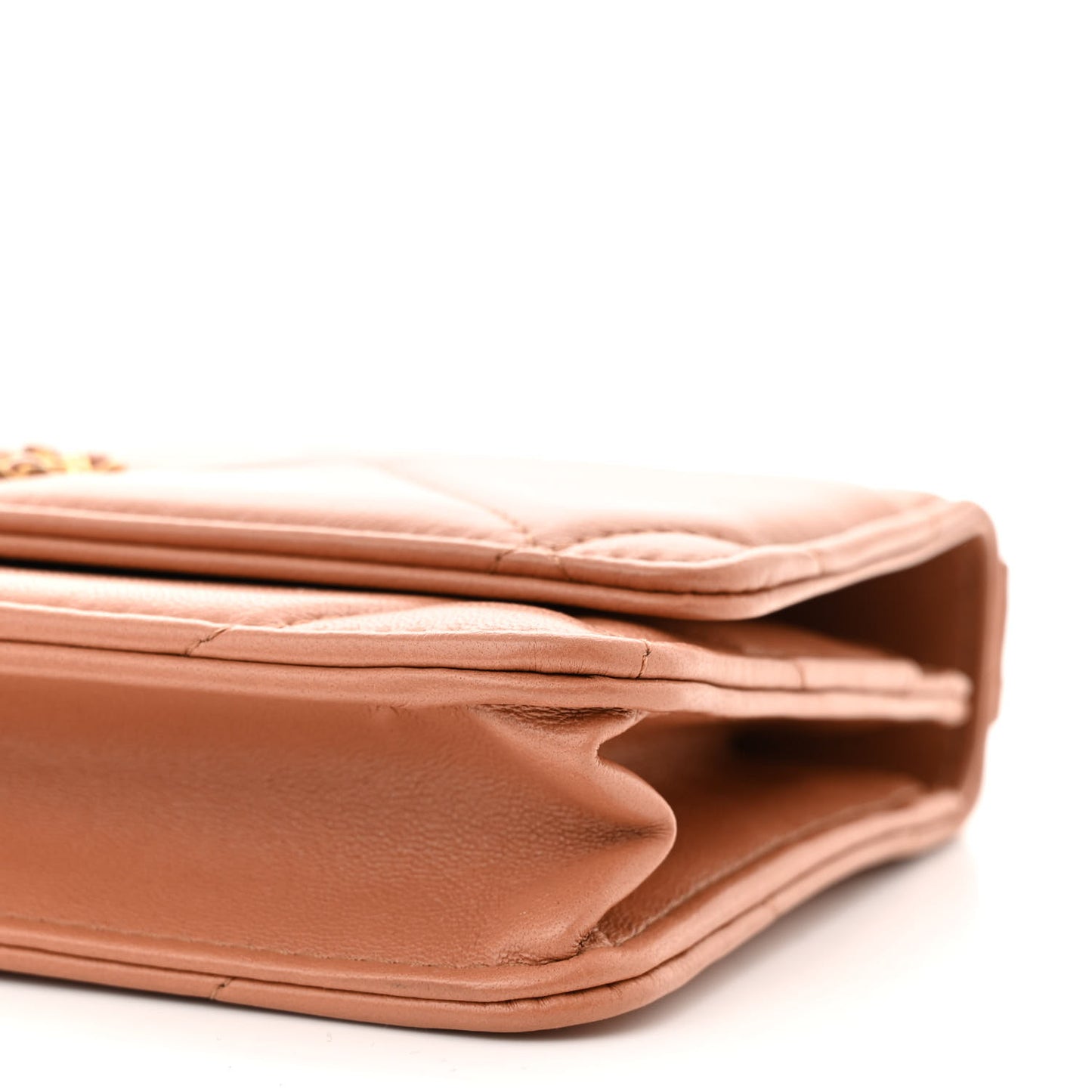 Lambskin Quilted Chanel 19 Wallet On Chain WOC Brown
