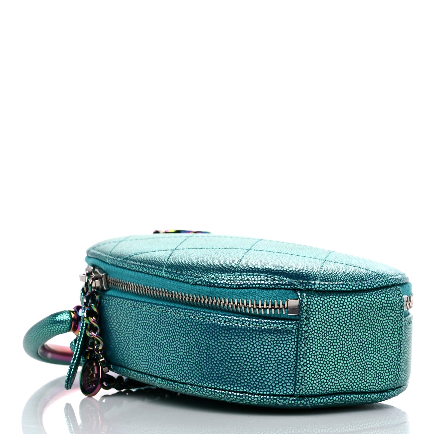 Metallic Caviar Quilted Camera Case Blue