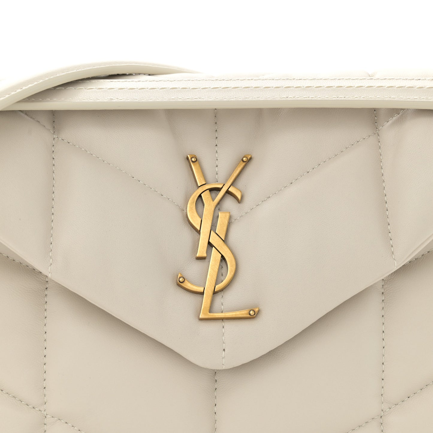Lambskin Quilted Small Loulou Puffer Monogram Chain Satchel Crema Soft