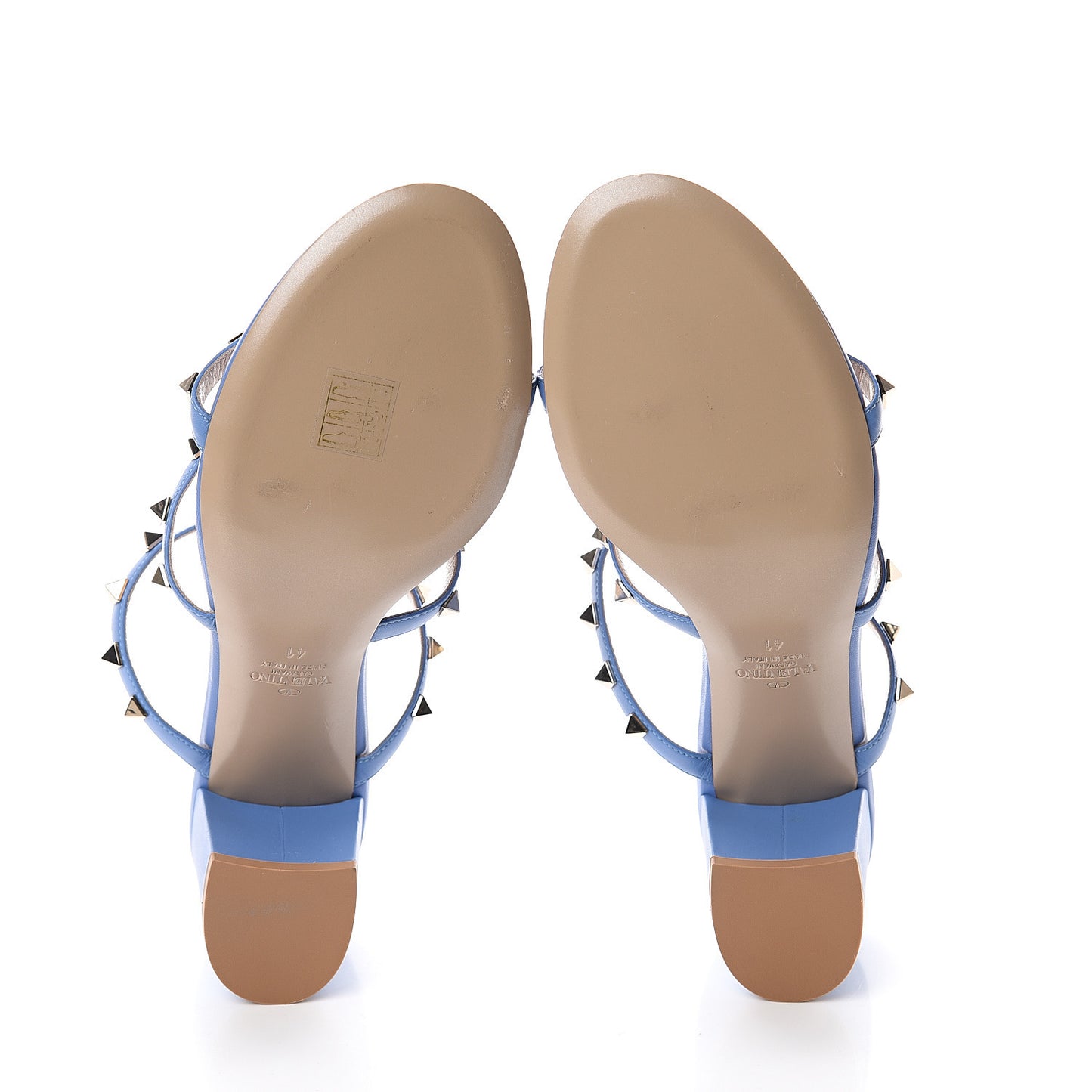 Calfskin Rockstud 60mm Caged Slide Sandals 41 Angel