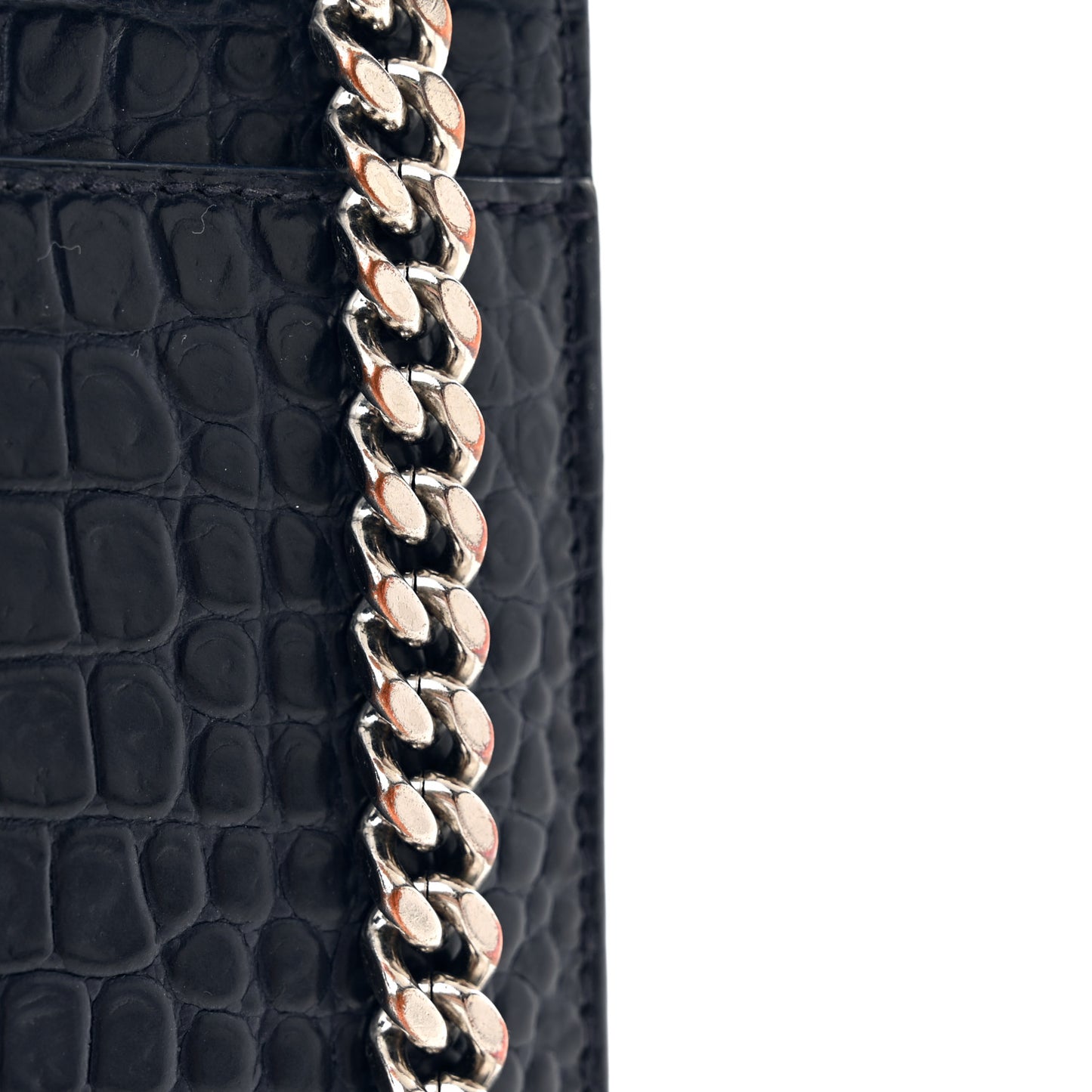 Calfskin Crocodile Embossed Medium Monogram Sunset Navy