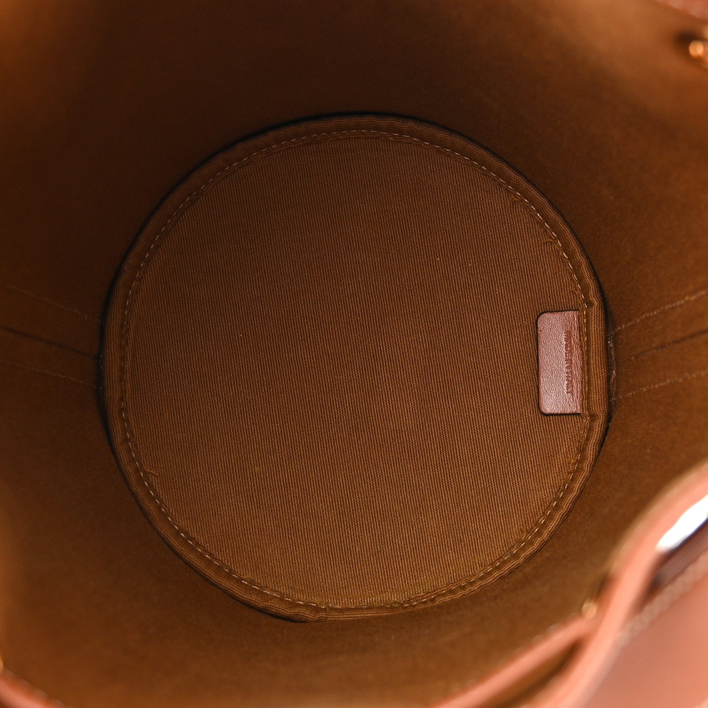 Triomphe Canvas Calfskin Small Drawstring Bucket Bag Tan