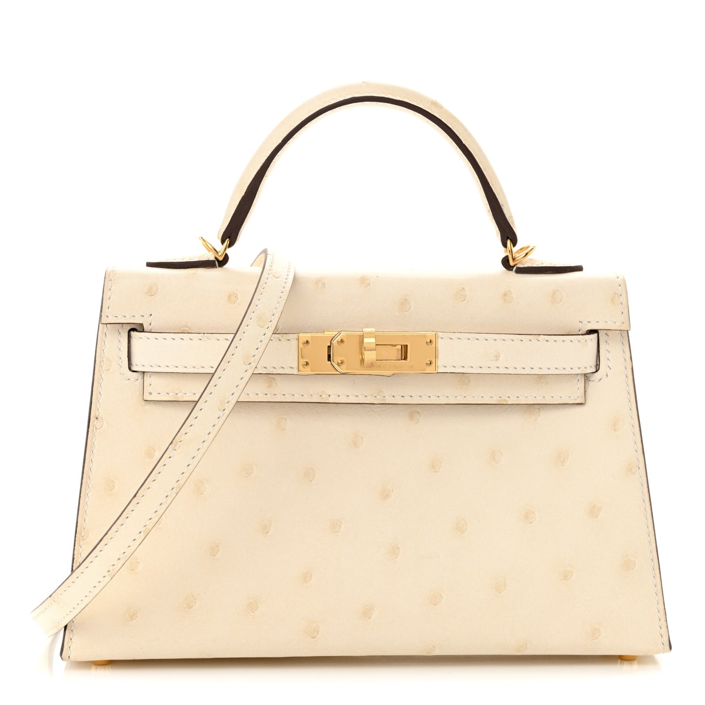 Ostrich Kelly Sellier Mini 20 Nata