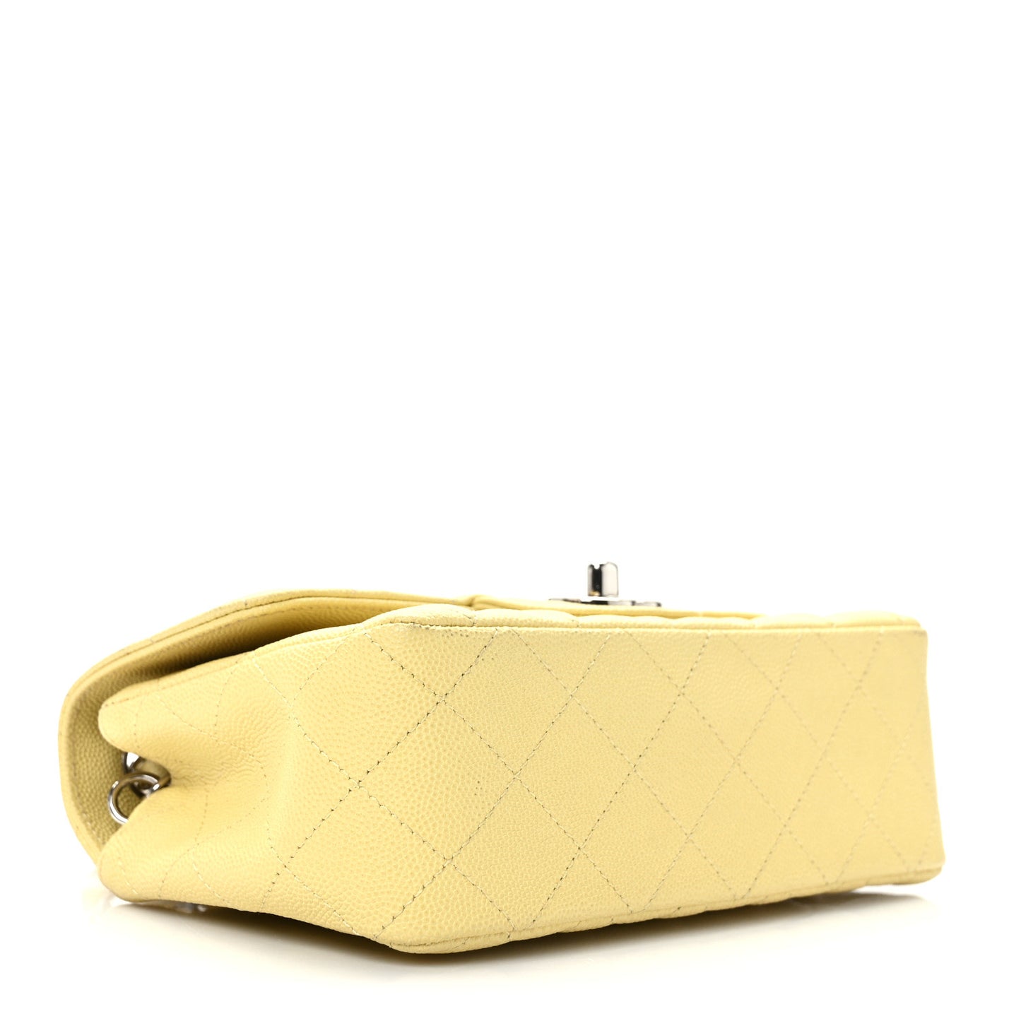 Caviar Quilted Mini Rectangular Flap Light Yellow