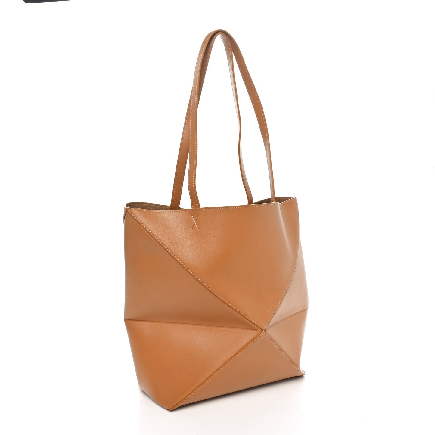 Shiny Calfskin Medium Puzzle Fold Tote Warm Desert