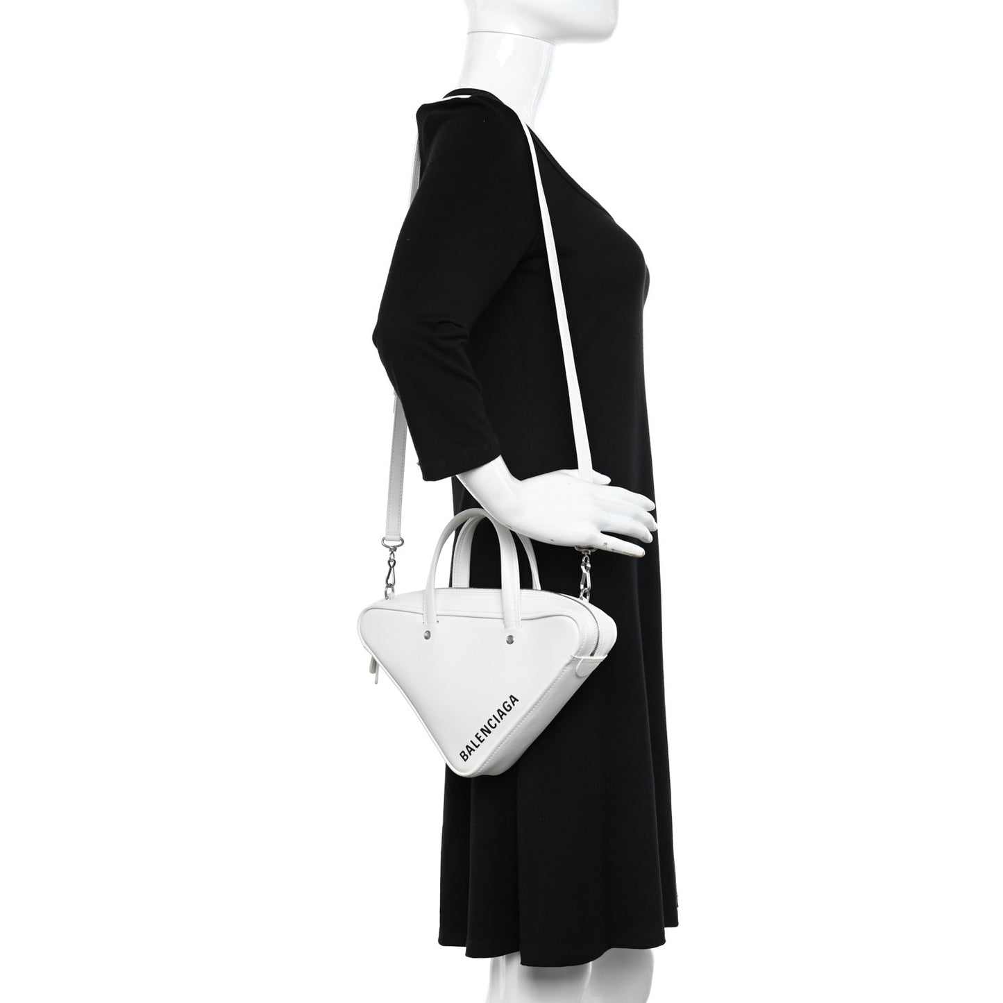 Calfskin S Triangle Duffle White