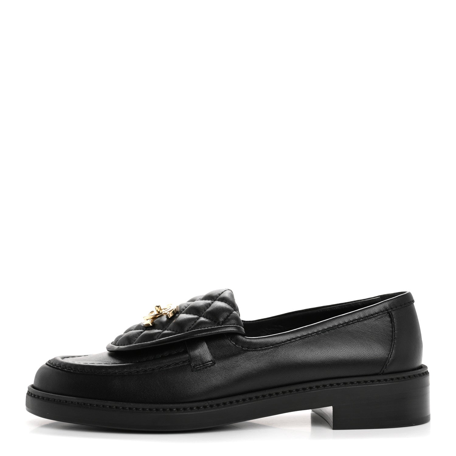 Chanel Lambskin Quilted CC Turnlock Loafers 39 Black 1695115