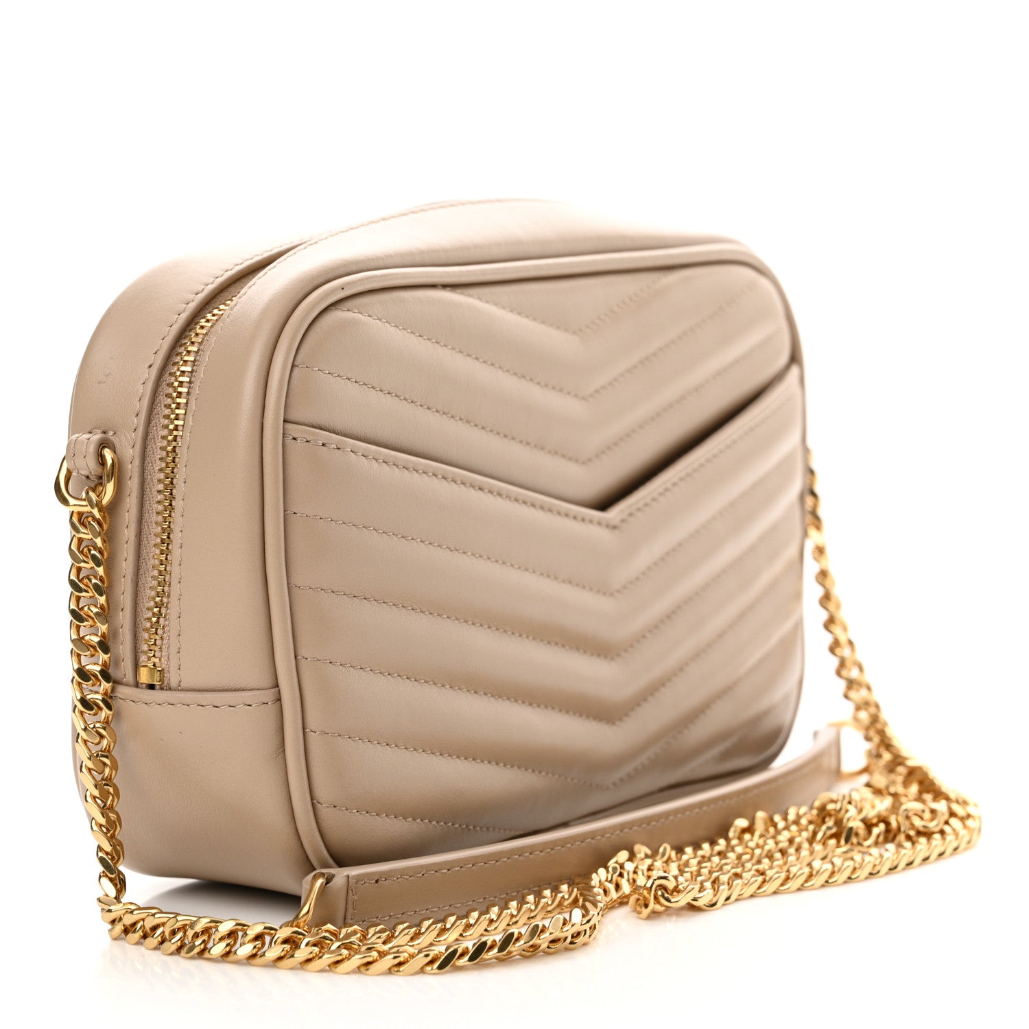 Saint Laurent Calfskin Matelasse Monogram Mini Lou Camera Bag Dark Beige 3 of 10