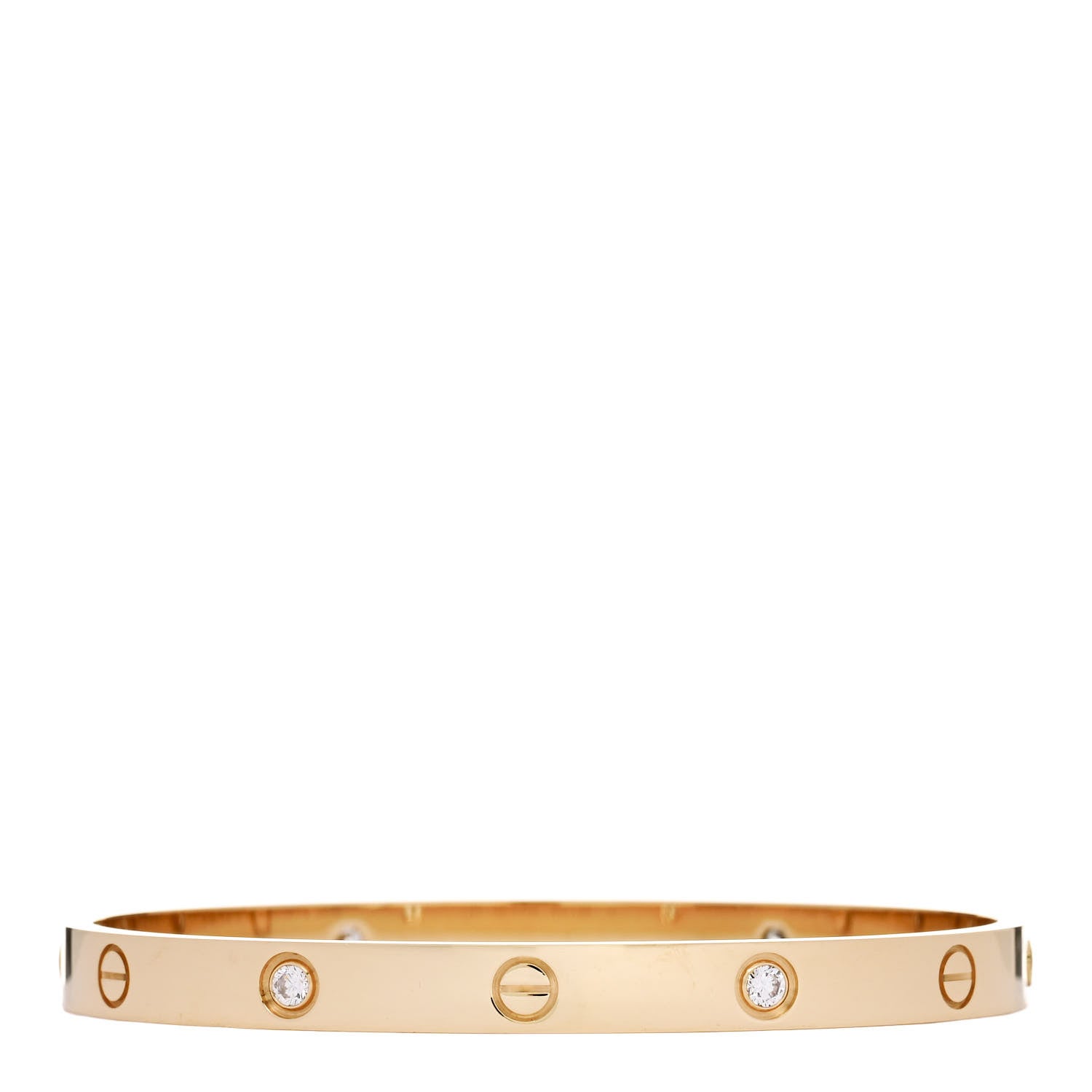 Cartier 18K Yellow Gold 4 Diamond LOVE Bracelet 19 2 of 9