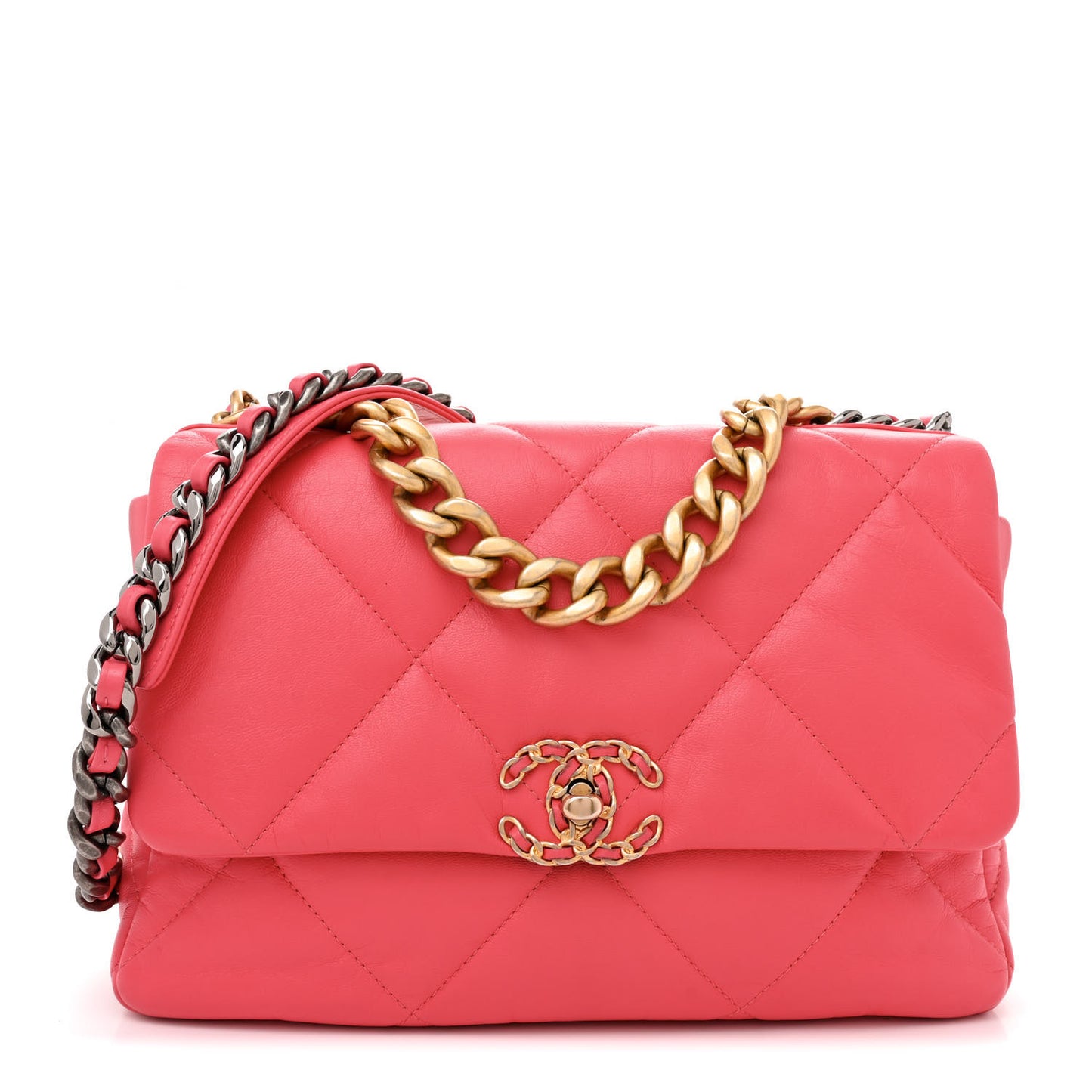 Goatskin Quilted Large Chanel 19 Flap Pink