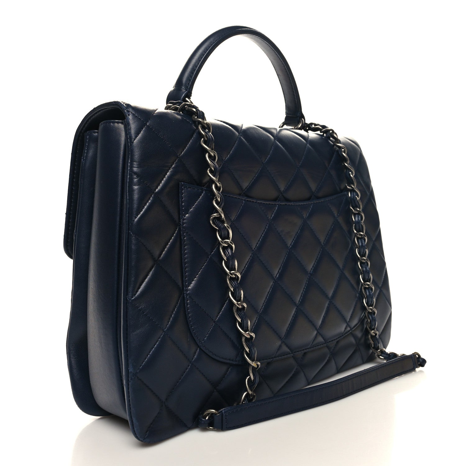 Chanel Lambskin Quilted Large Trendy CC Flap Dual Handle Bag Navy Blue 3 of 13