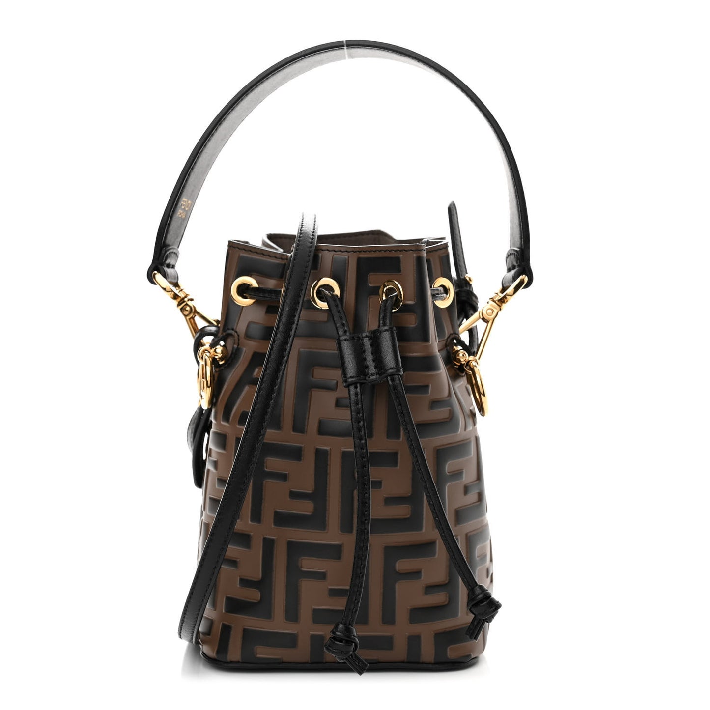 Vitello Liberty F is Fendi Bi-Color FF 1974 Embossed Mini Mon Tresor Bucket Bag Maya Black