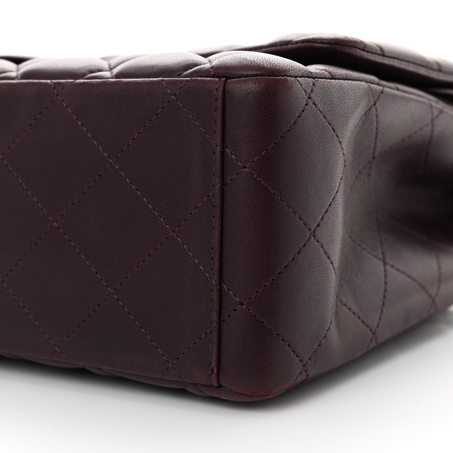 Lambskin Quilted Maxi Double Flap Plum