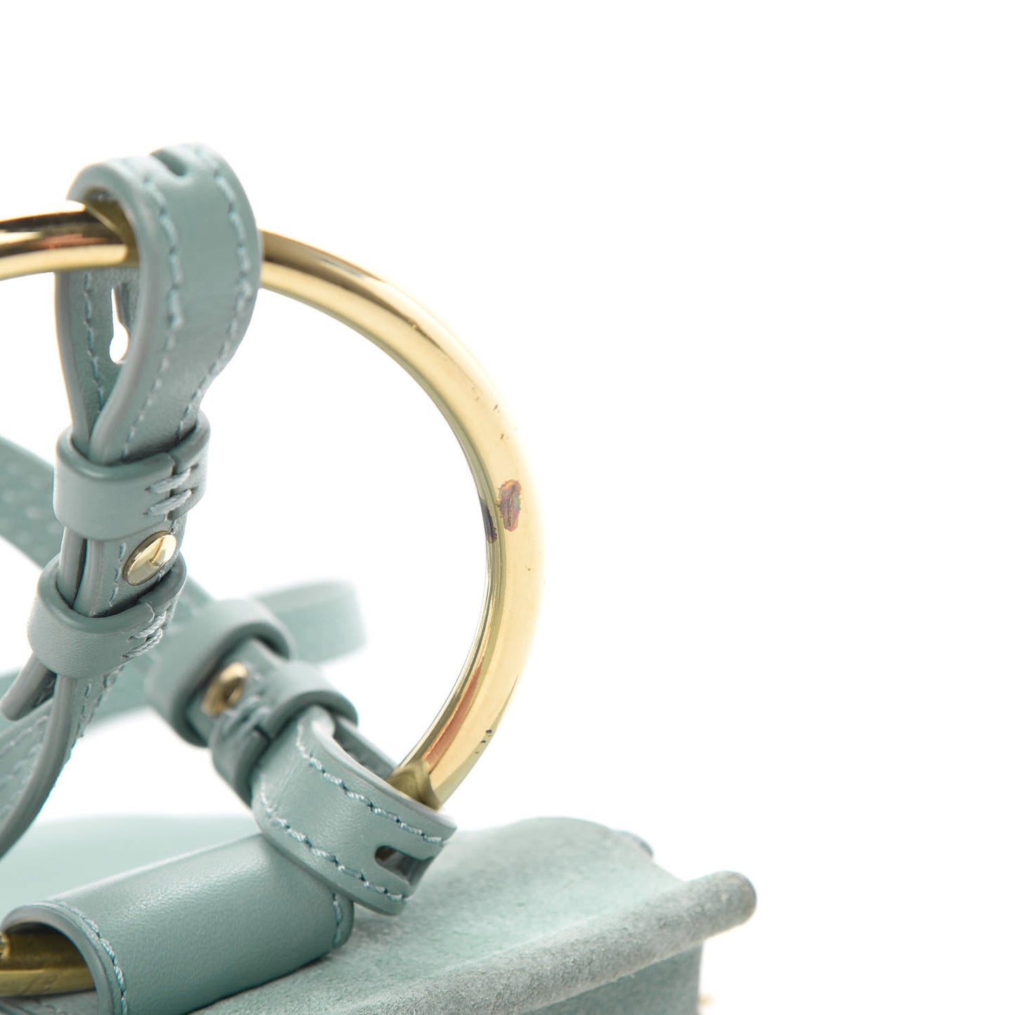 Suede Calfskin Mini Faye Bracelet Bag Cloudy Blue