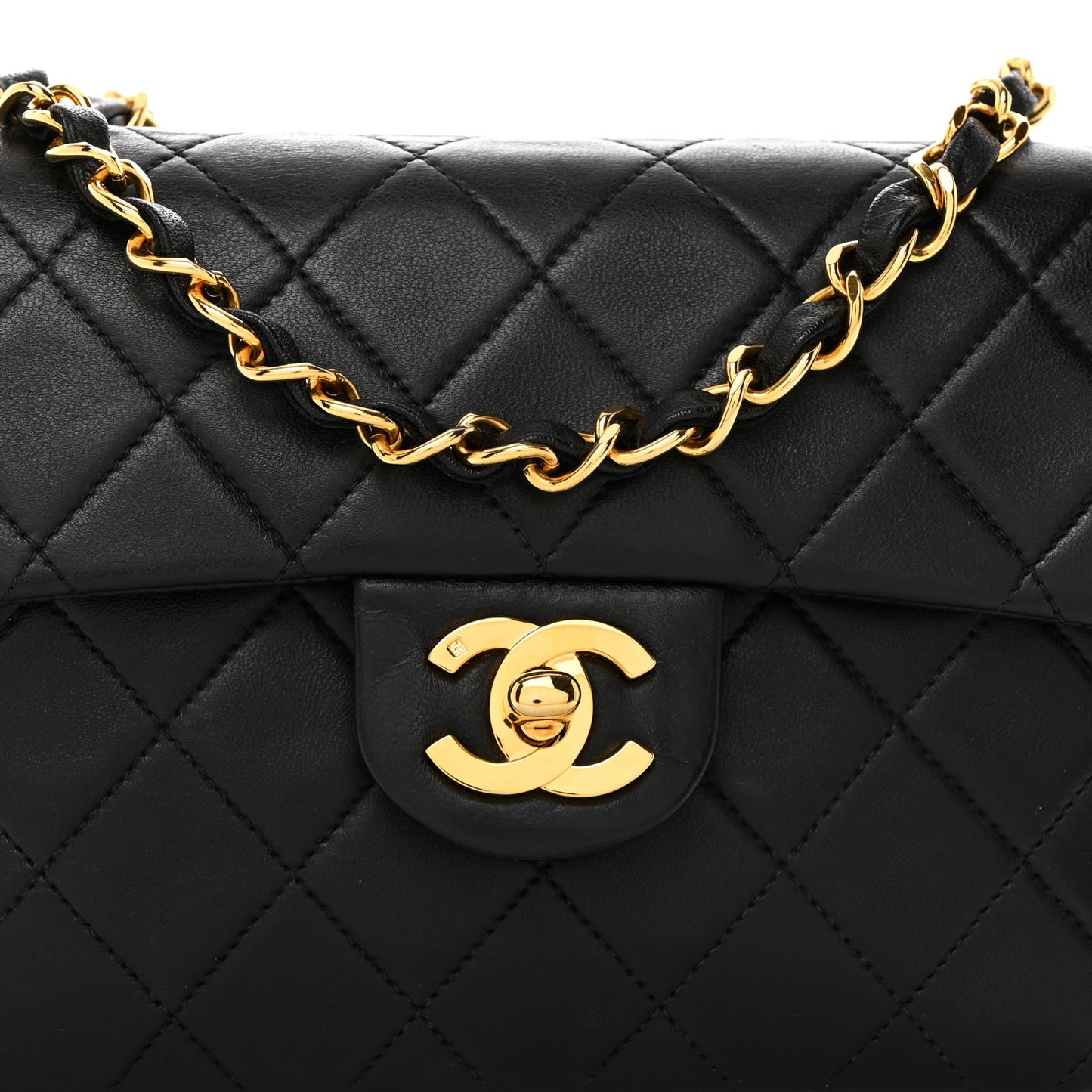 Lambskin Quilted Mini Square Flap Bag Black