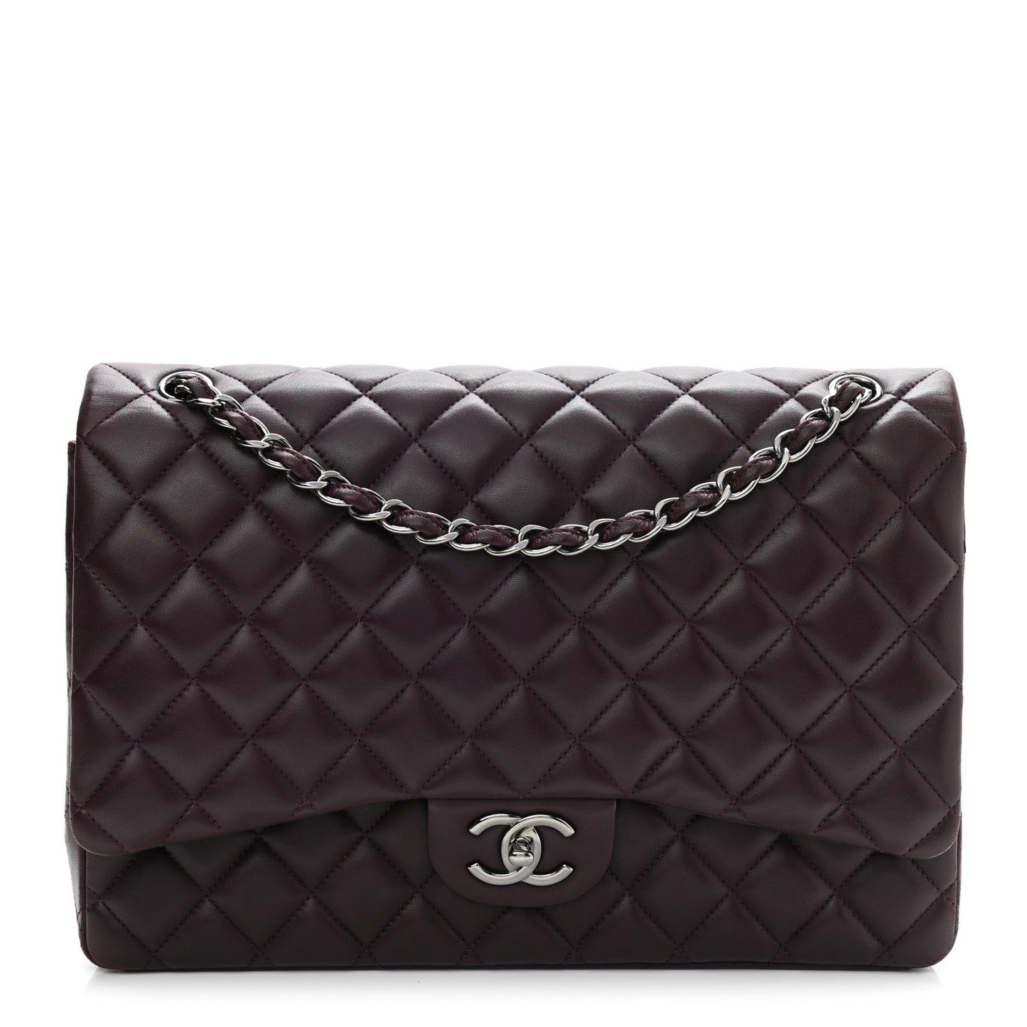 Lambskin Quilted Maxi Double Flap Purple