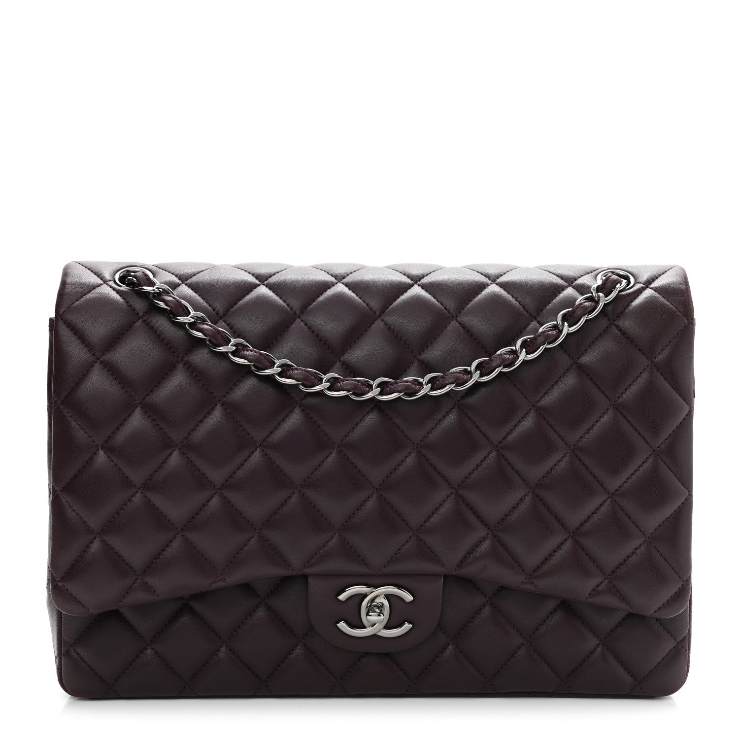 Chanel Lambskin Quilted Maxi Double Flap Purple 1 of 10