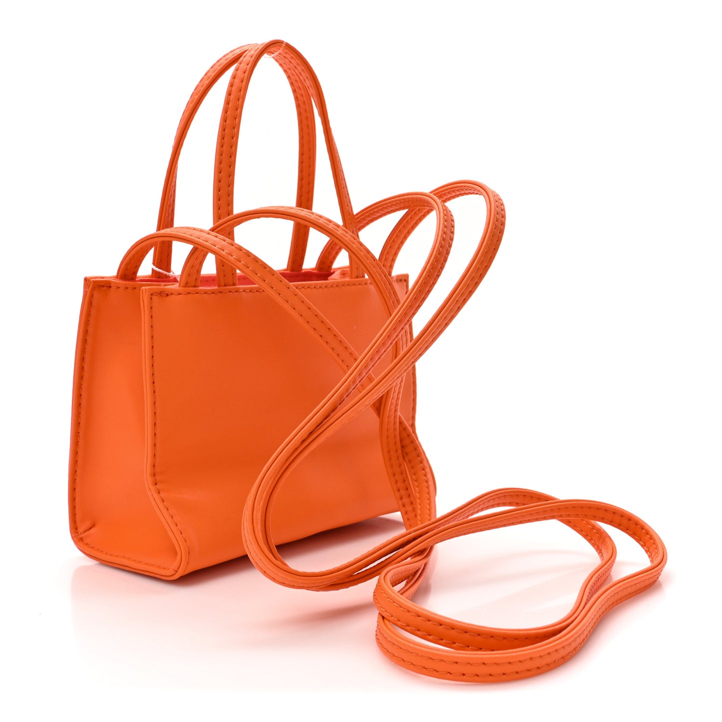 Vegan Leather Small Shopping Bag Orange