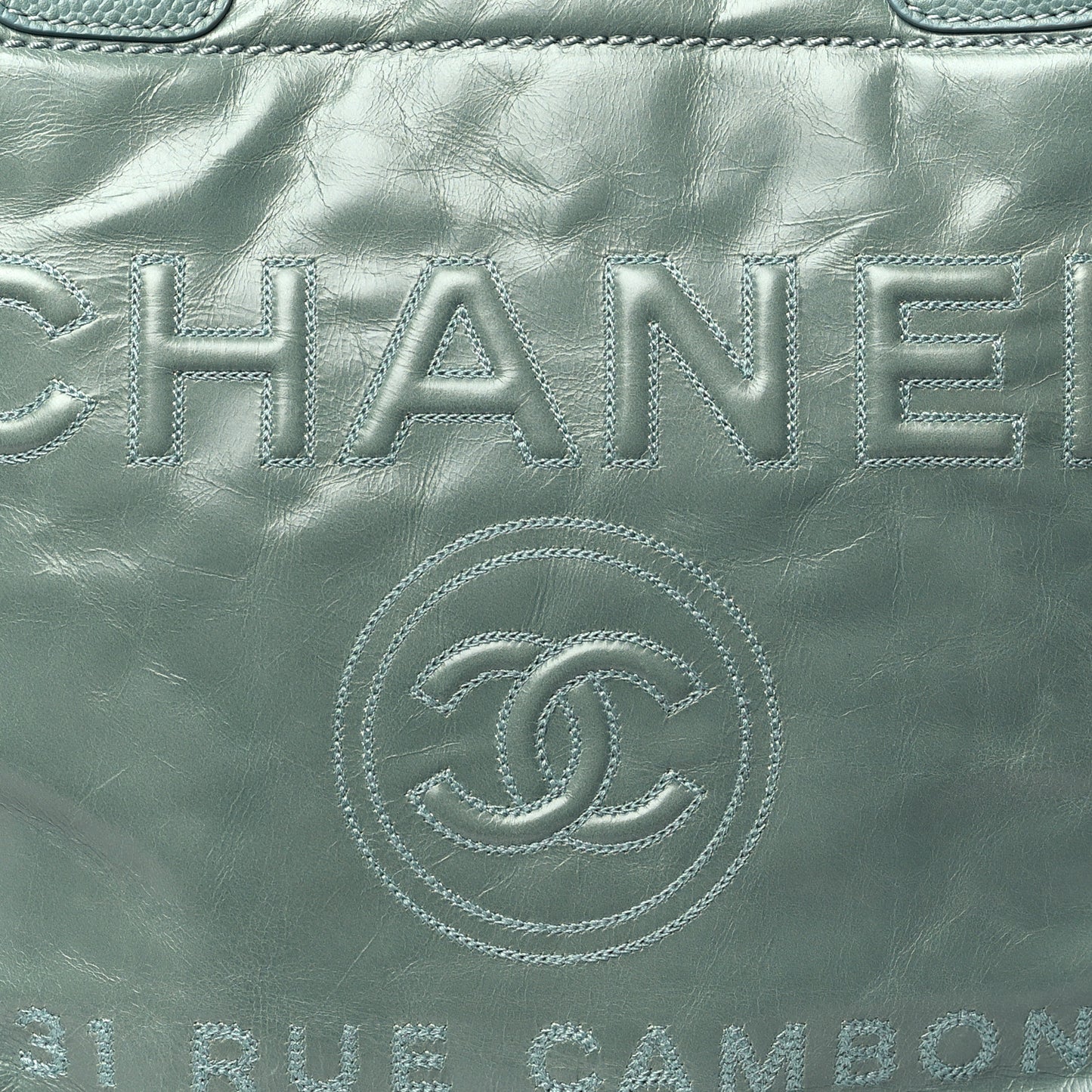 Glazed Calfskin Mini Deauville Tote Green
