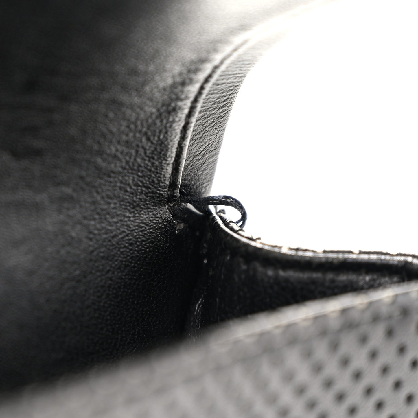 Lambskin Perforated Medium Double Flap Black