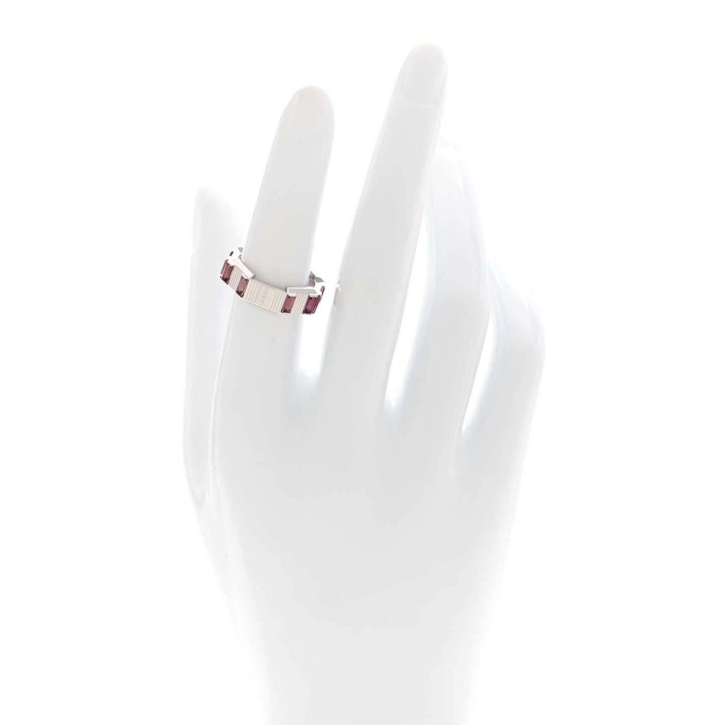 18K White Gold Rubellite 7mm Link to Love Ring 51 5.75