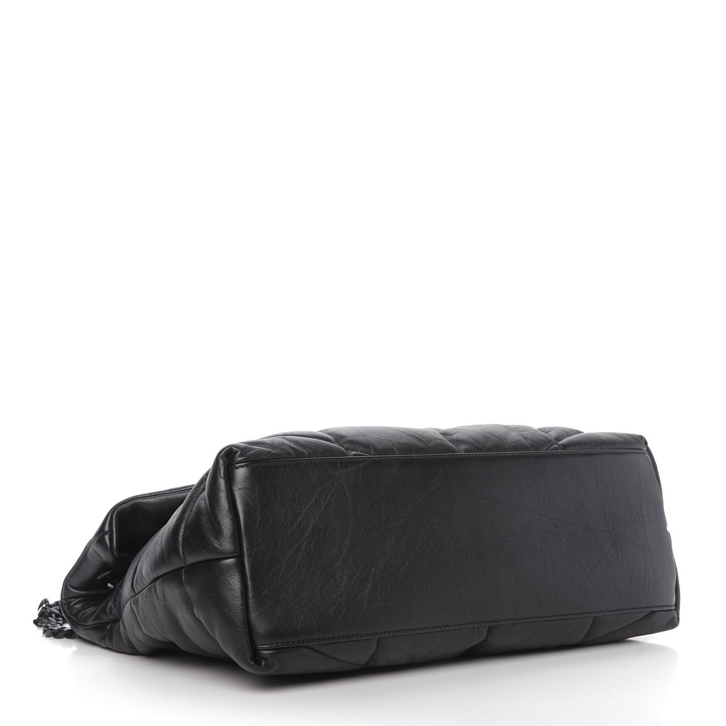 Lambskin Quilted Medium Loulou Puffer Monogram Chain Satchel Black