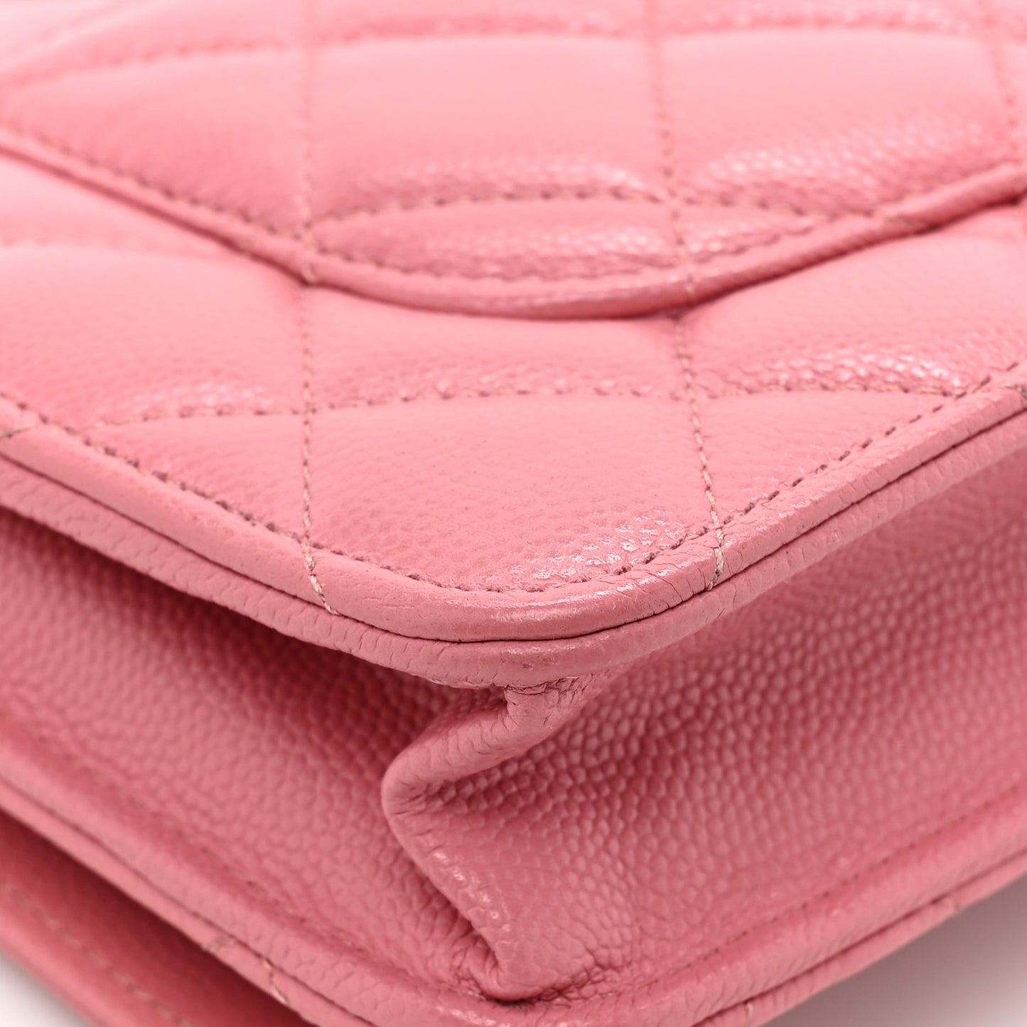 Caviar Quilted Wallet On Chain WOC Dark Pink