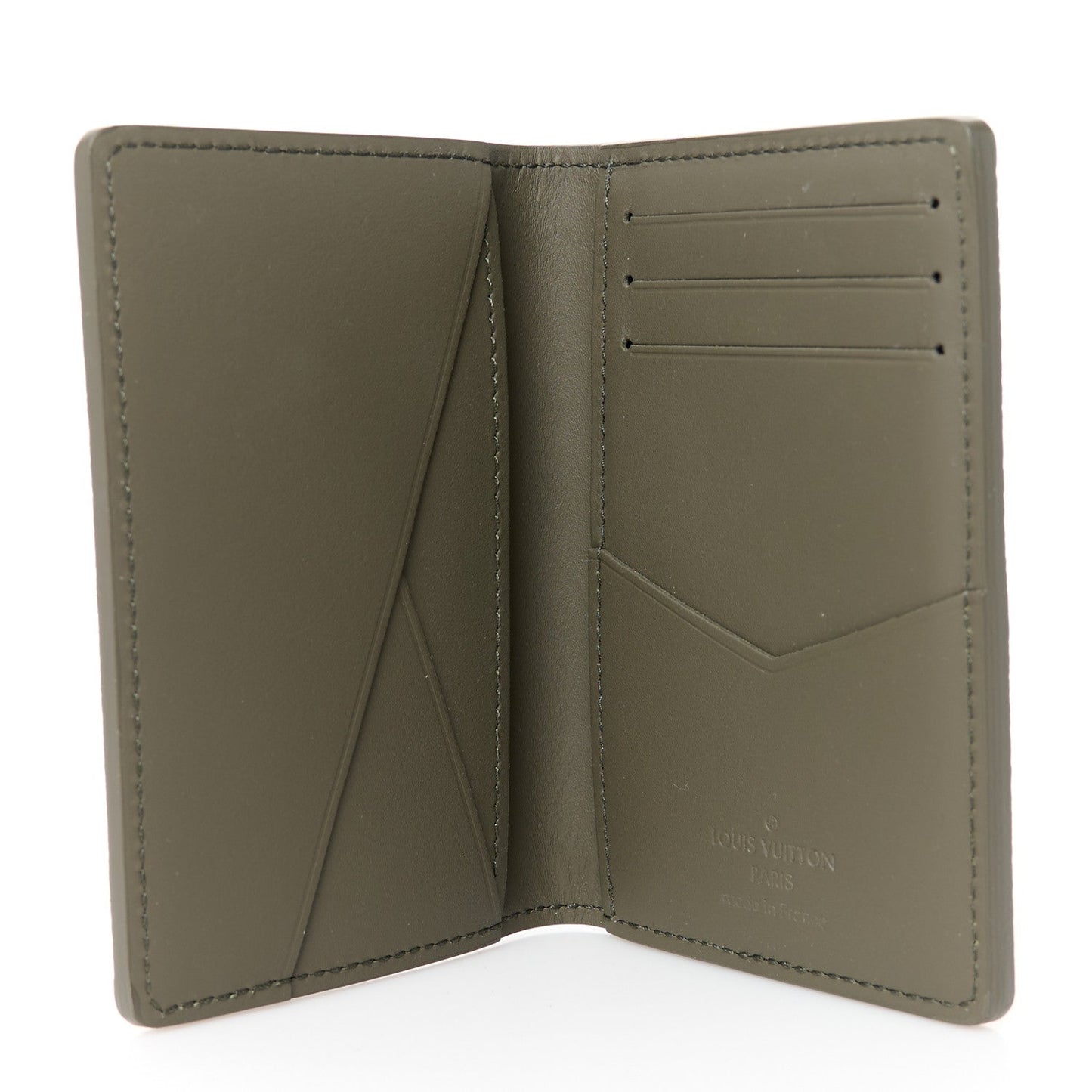Grained Calfskin Aerogram Pocket Organizer Khaki