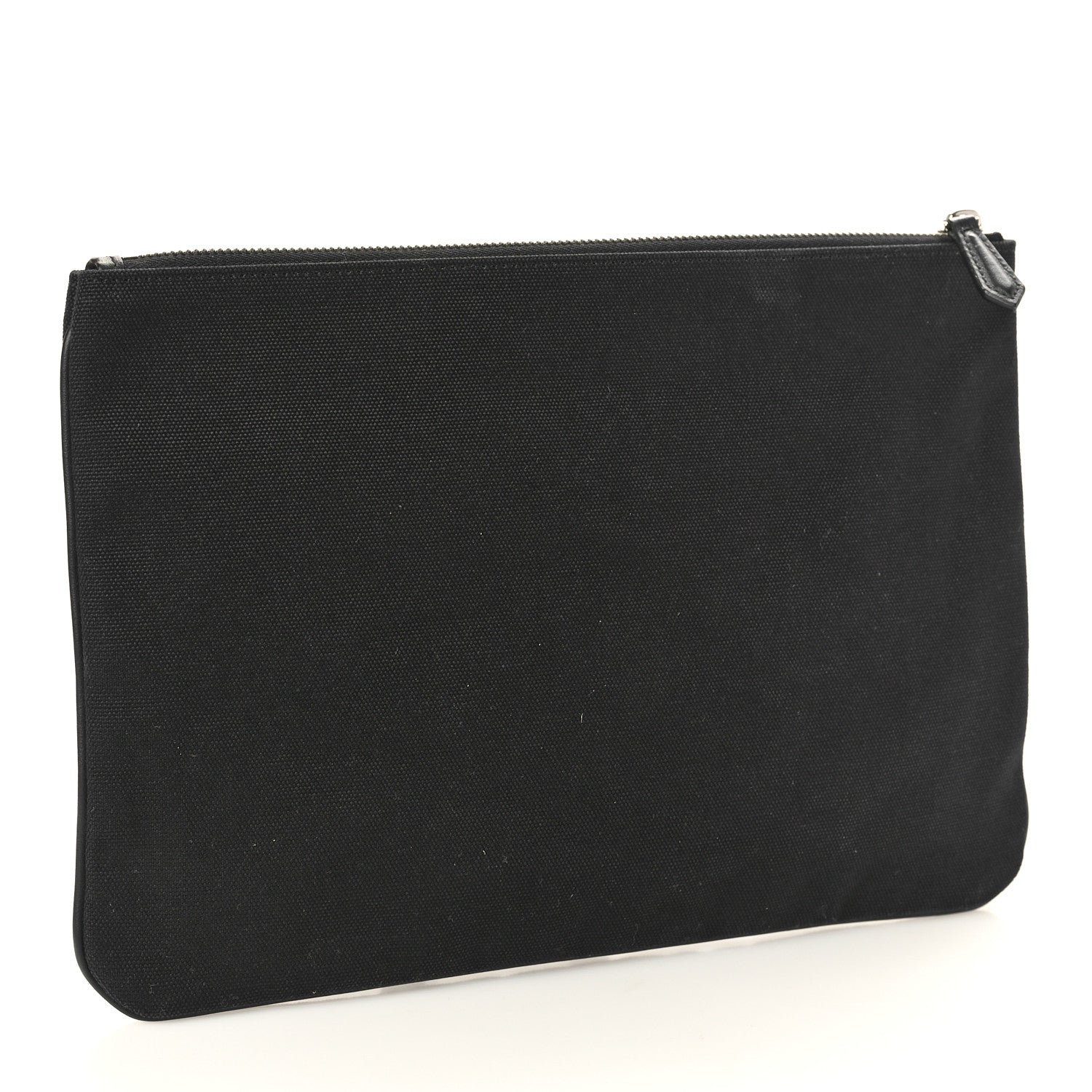 Fendi Cotton Canvas Vitello Grace Light Logo Pouch Black 3 of 8