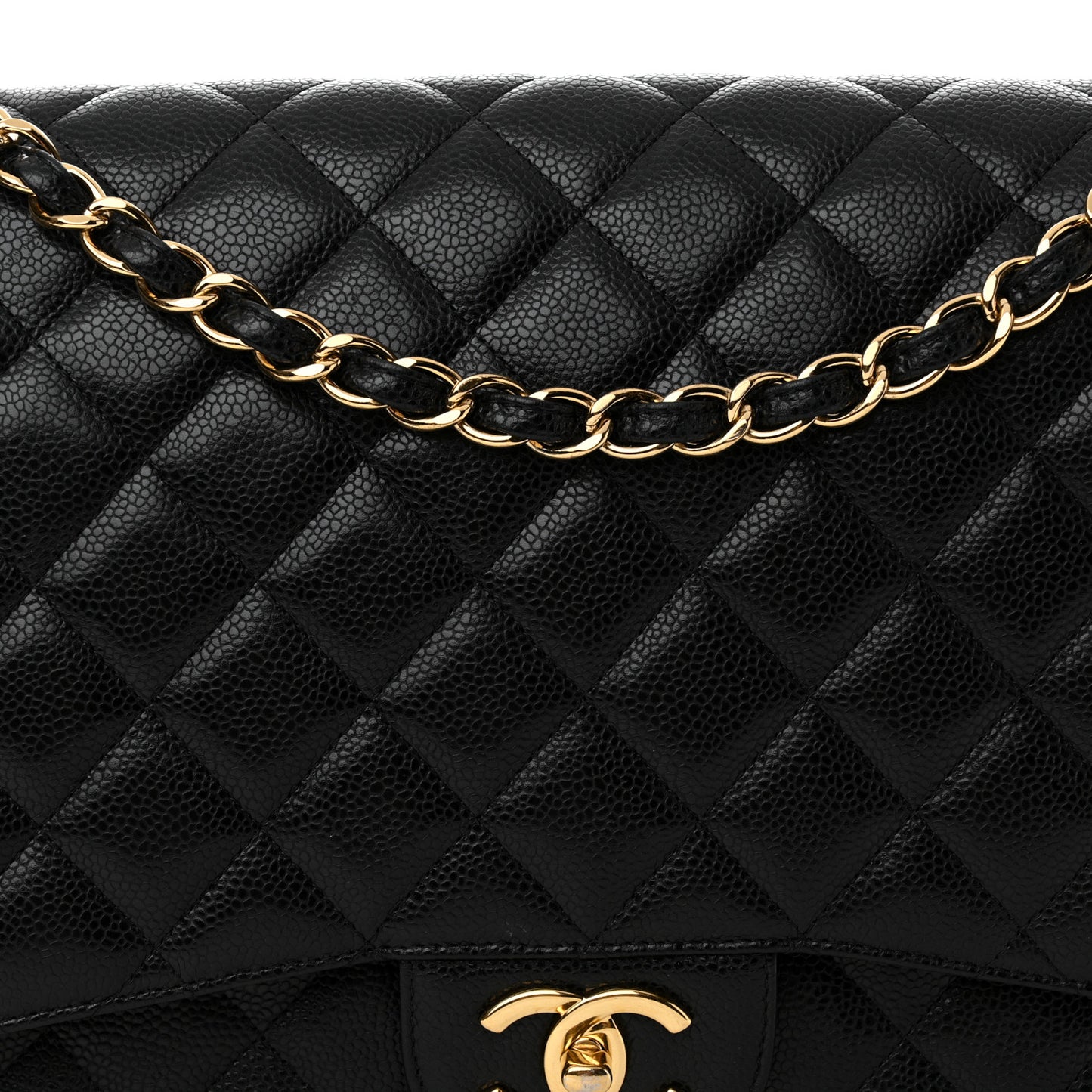 Caviar Quilted Maxi Double Flap Black
