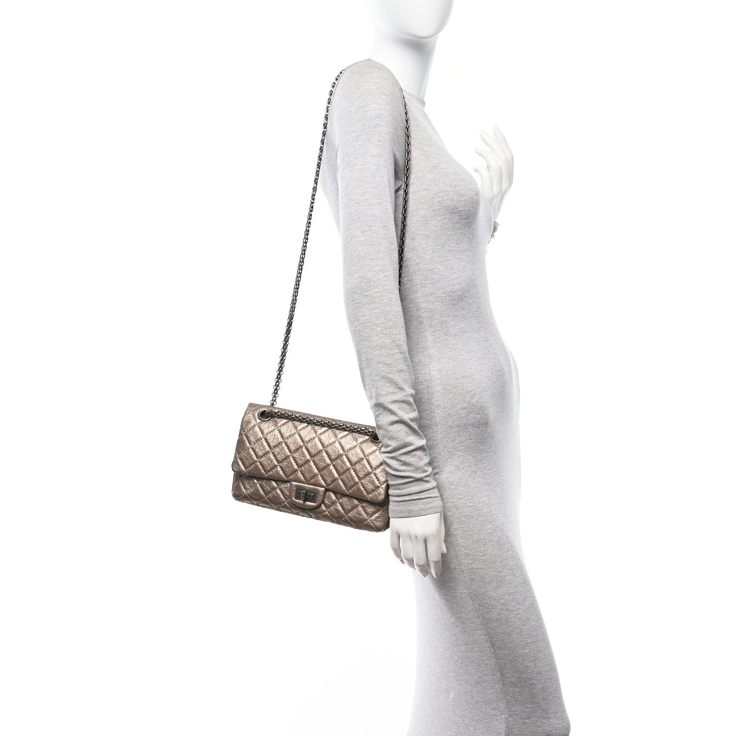 Chanel Metallic Aged Calfskin Quilted 2.55 Reissue 225 Flap Dark Gold 2 of 13