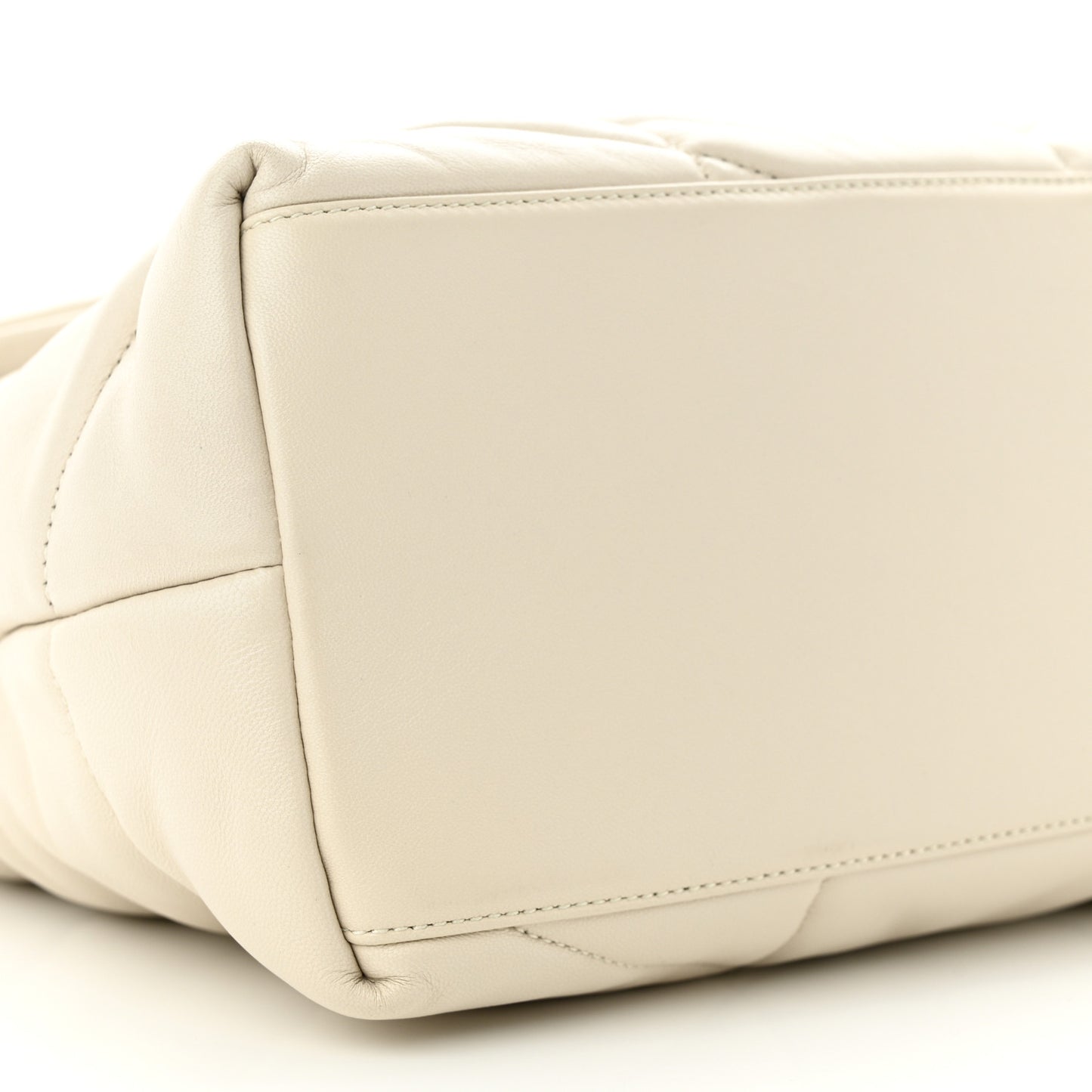 SAINT LAURENT Lambskin Quilted Medium Loulou Puffer Monogram Chain Satchel Crema Soft