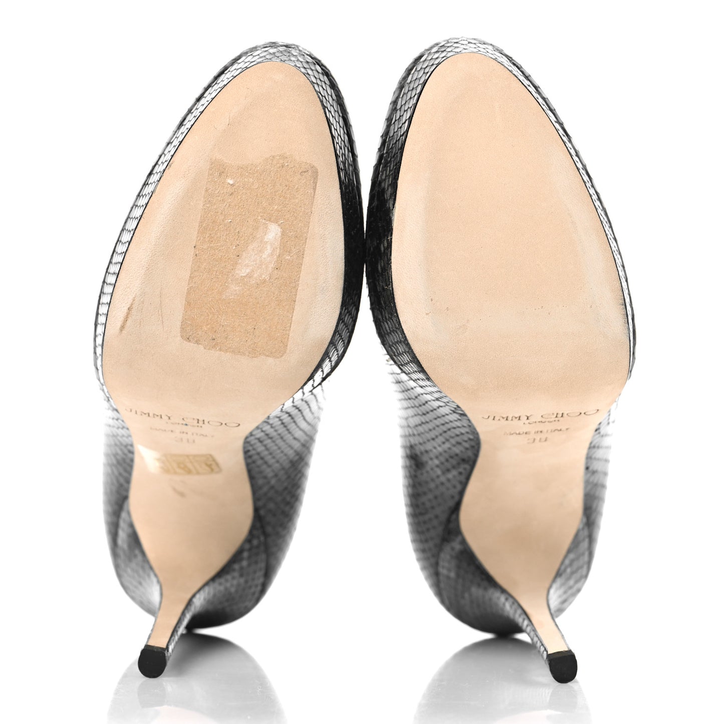 Calfskin Snake Print Pumps 38 Grey