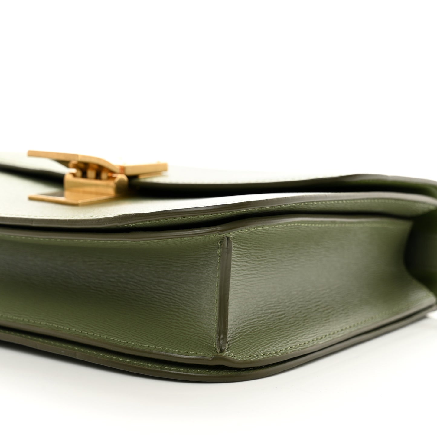 Liege Calfskin Medium Classic Box Flap Bag Army Green