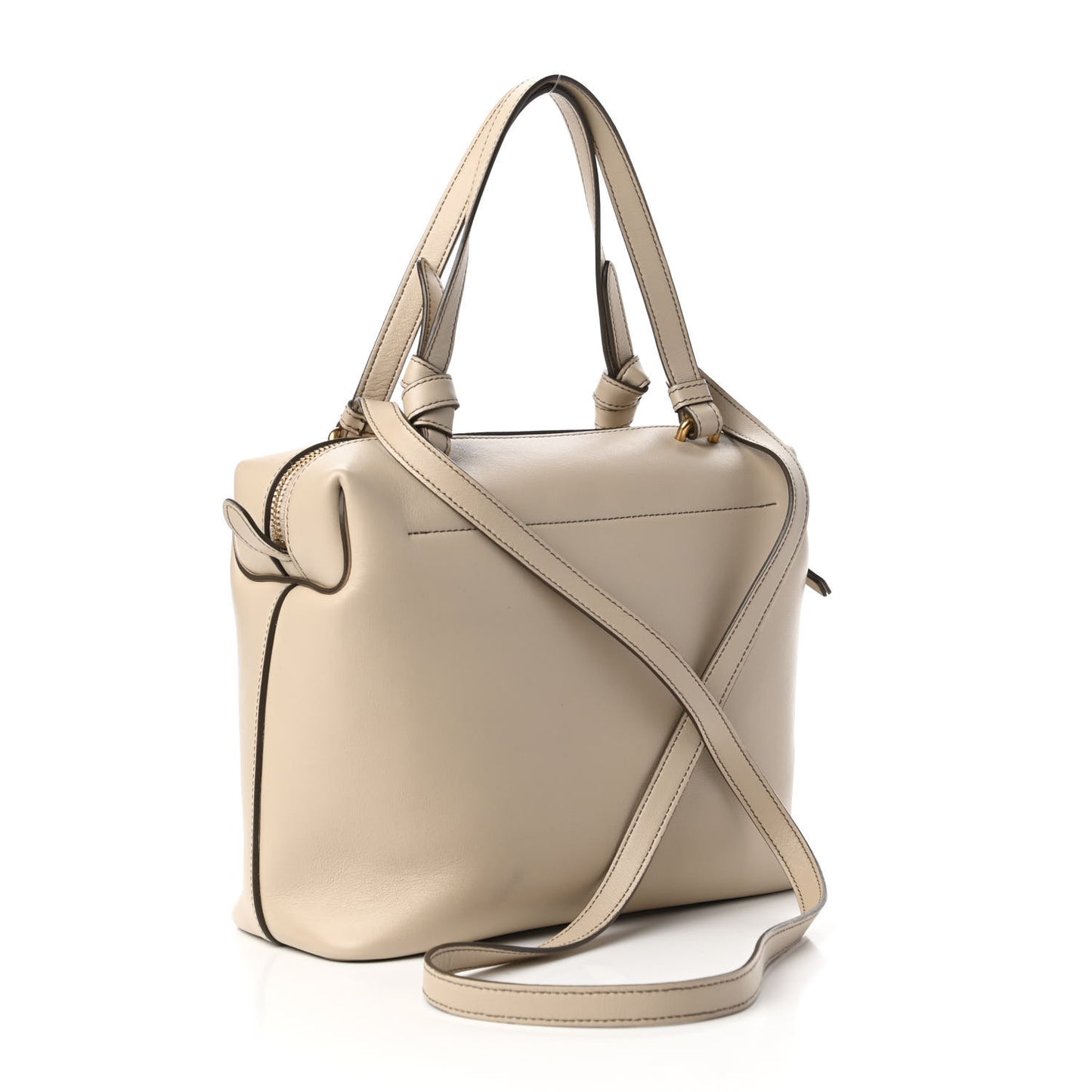 Lambskin Small Soft Cube Satchel Light Taupe