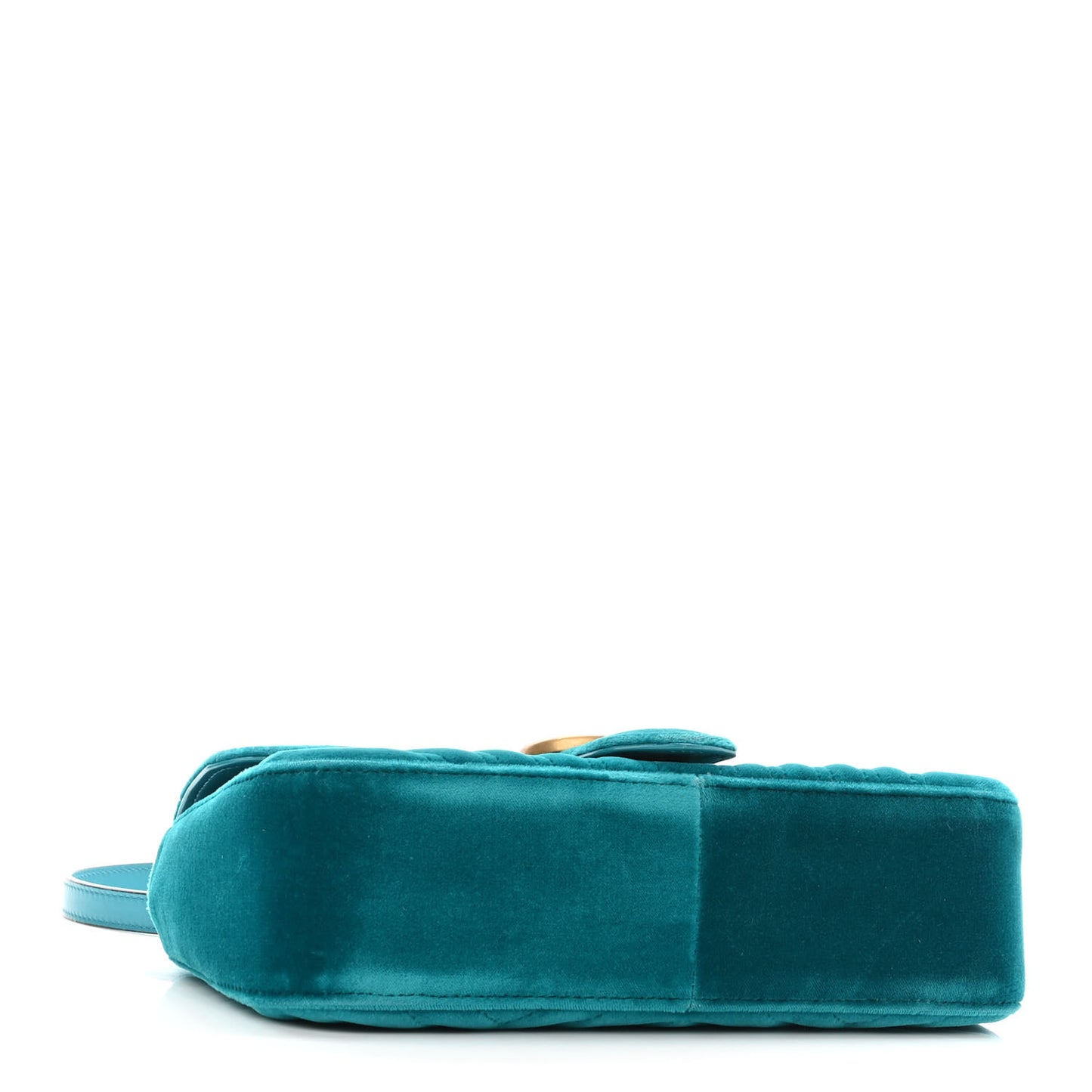 Velvet Matelasse Small GG Marmont Shoulder Bag Pavone Cyan