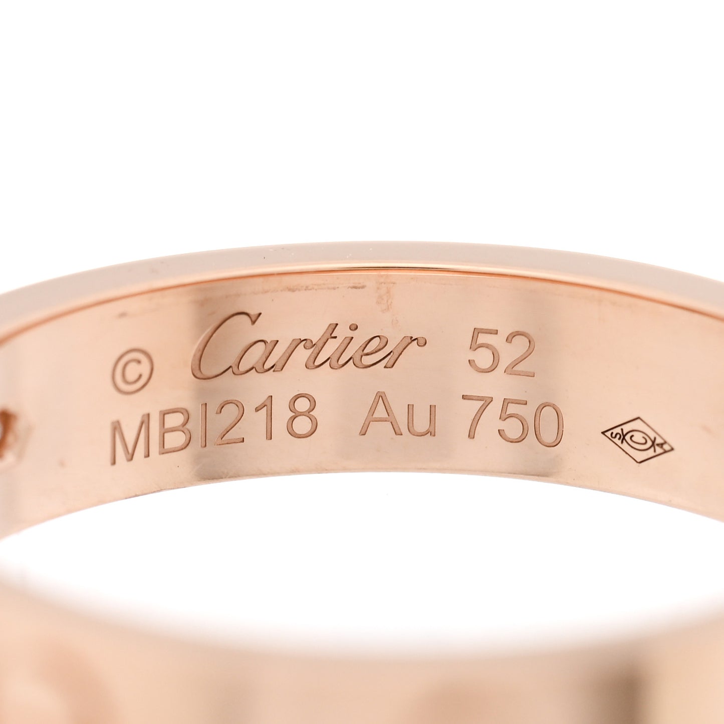 18K Pink Gold Diamond 4mm LOVE Wedding Band Ring 52 6