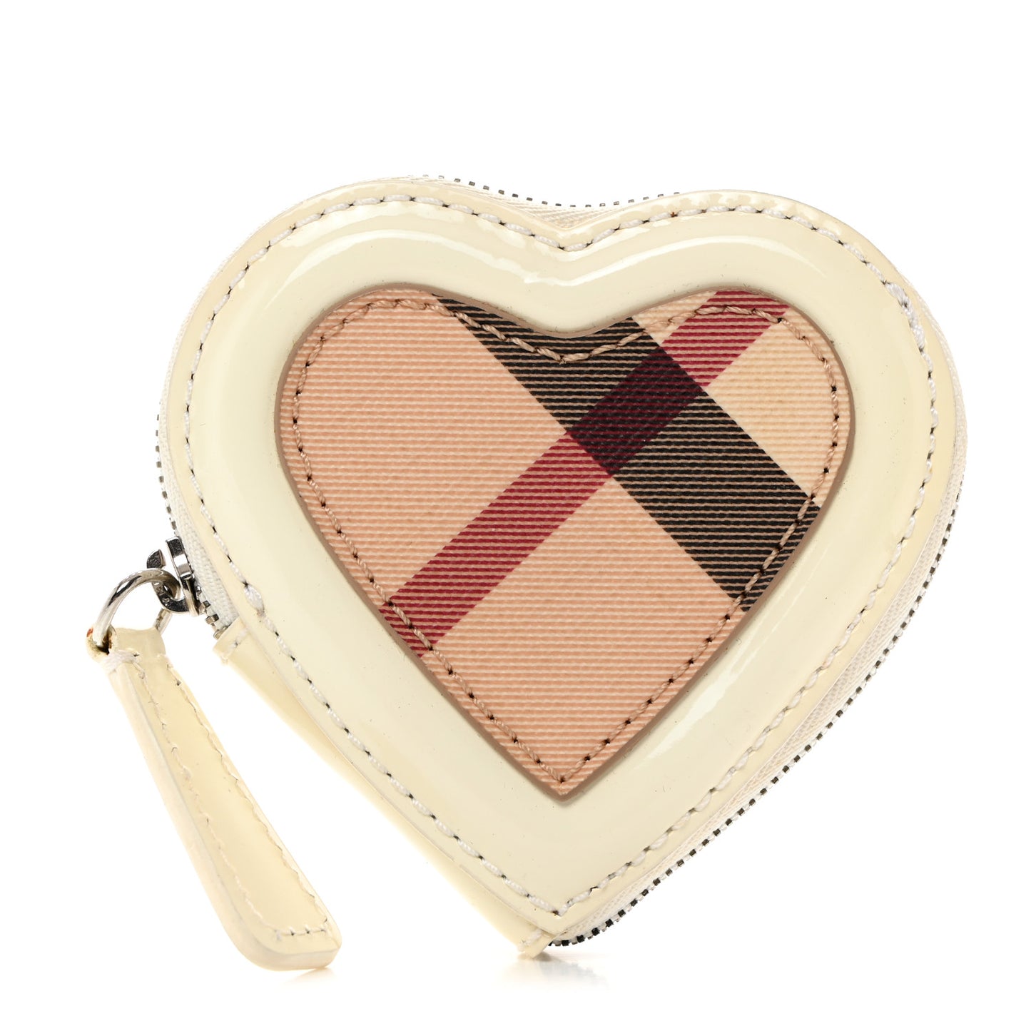 Patent Nova Check Heart Coin Case White