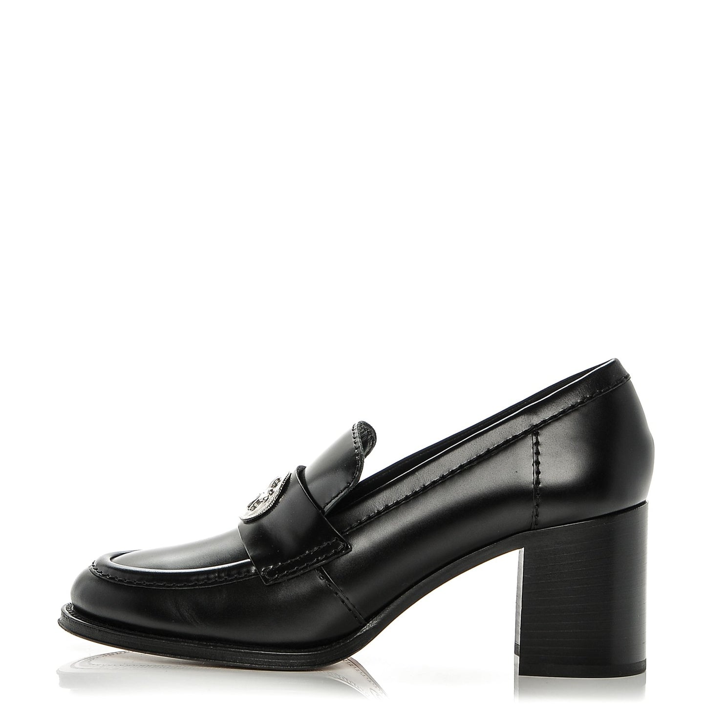 Calfskin Clover Loafer Pumps 42 Black