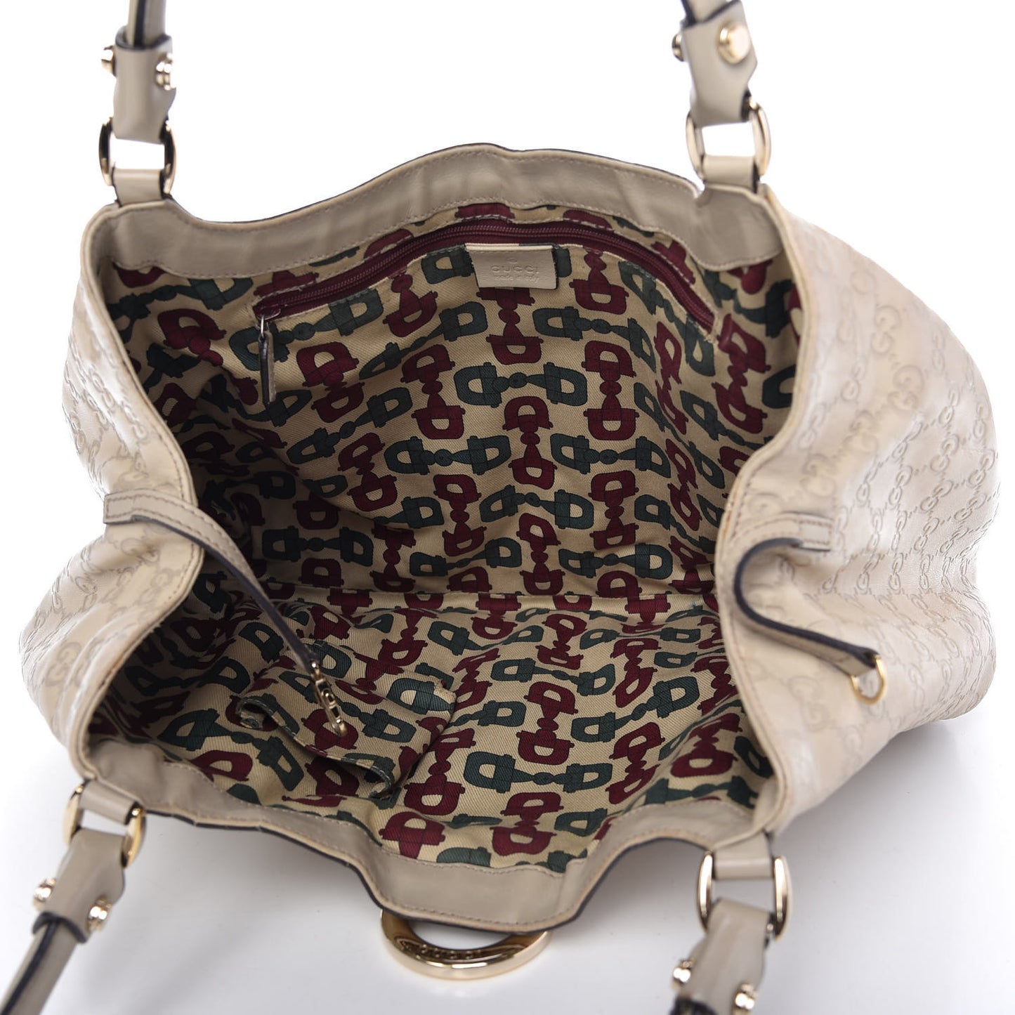 Guccissima Large D Gold Ring Shoulder Bag Off White