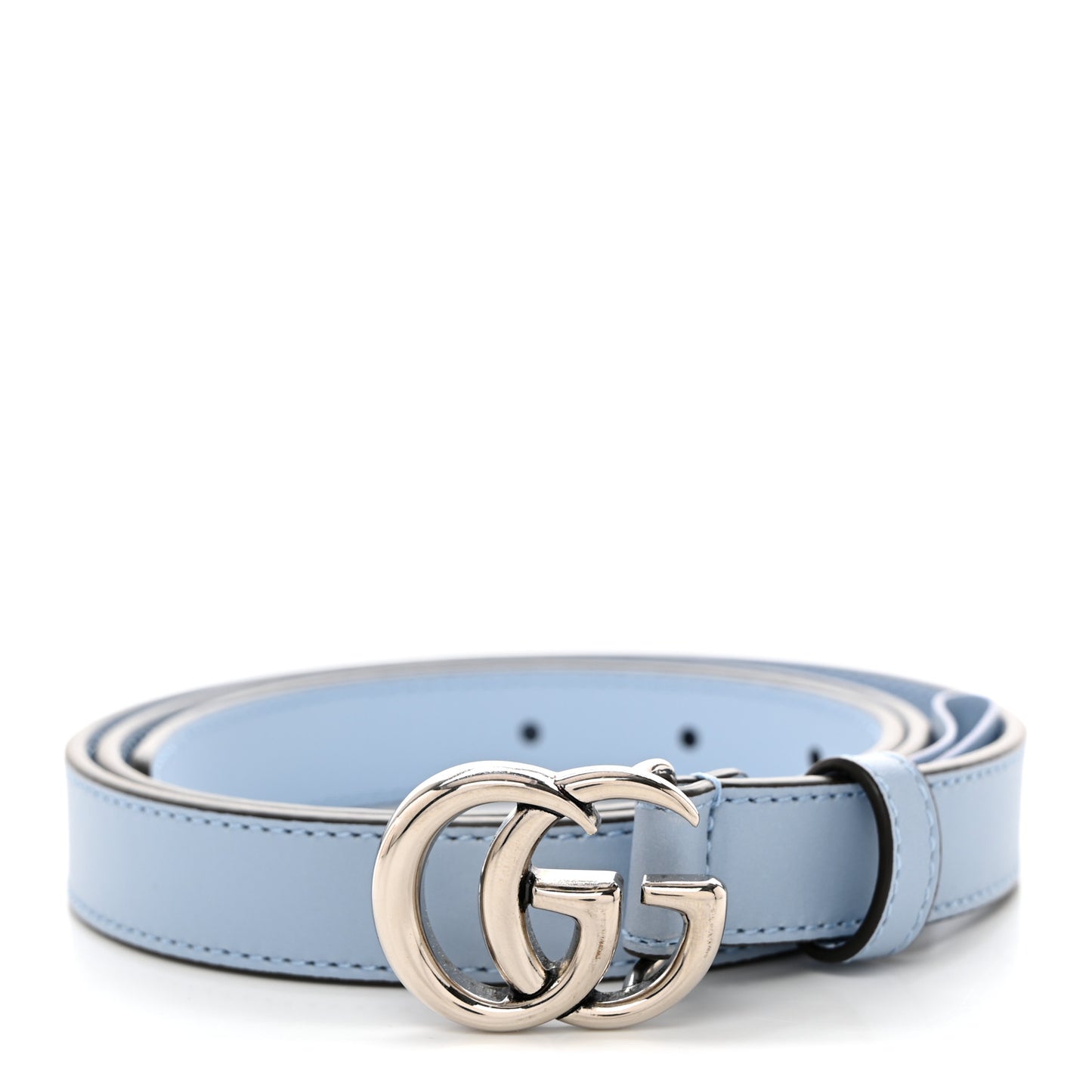 Moon Calfskin Palladium Double G 20mm Belt 85 34 Porcelain Light Blue