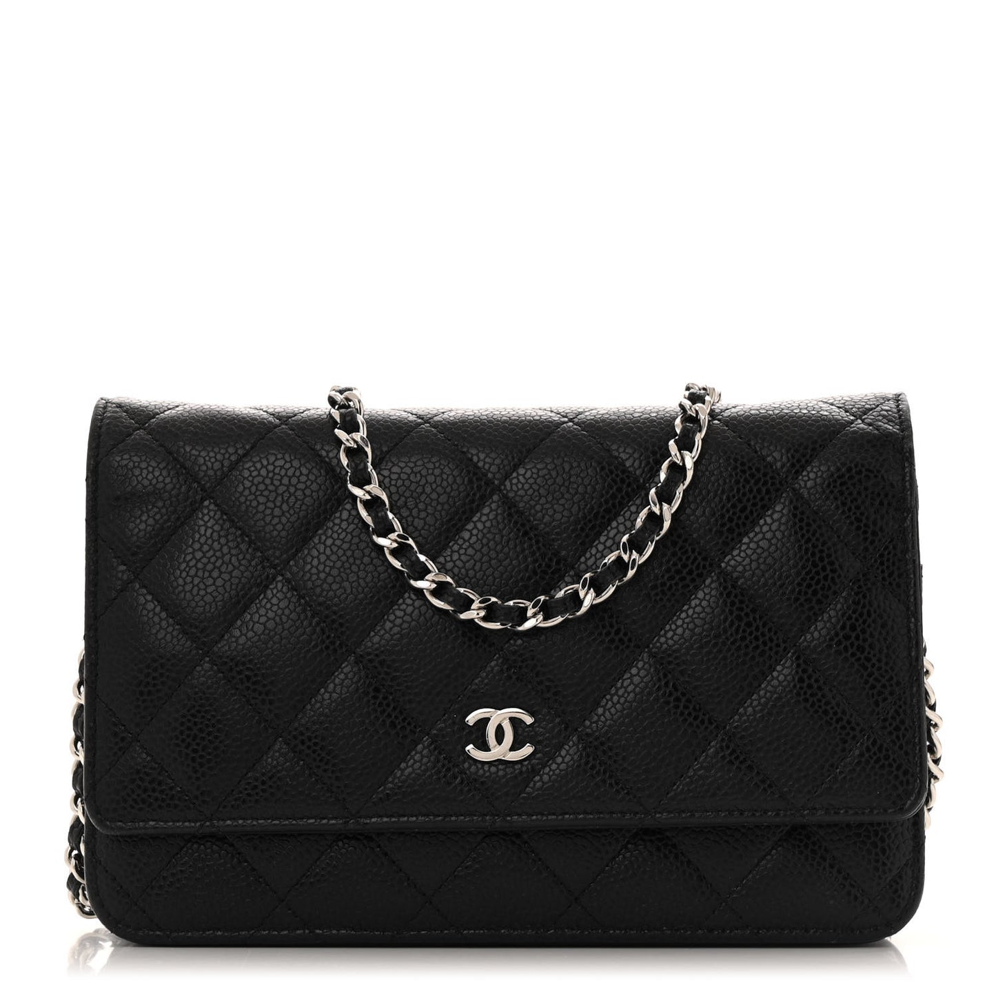 Caviar Quilted Wallet on Chain WOC Black